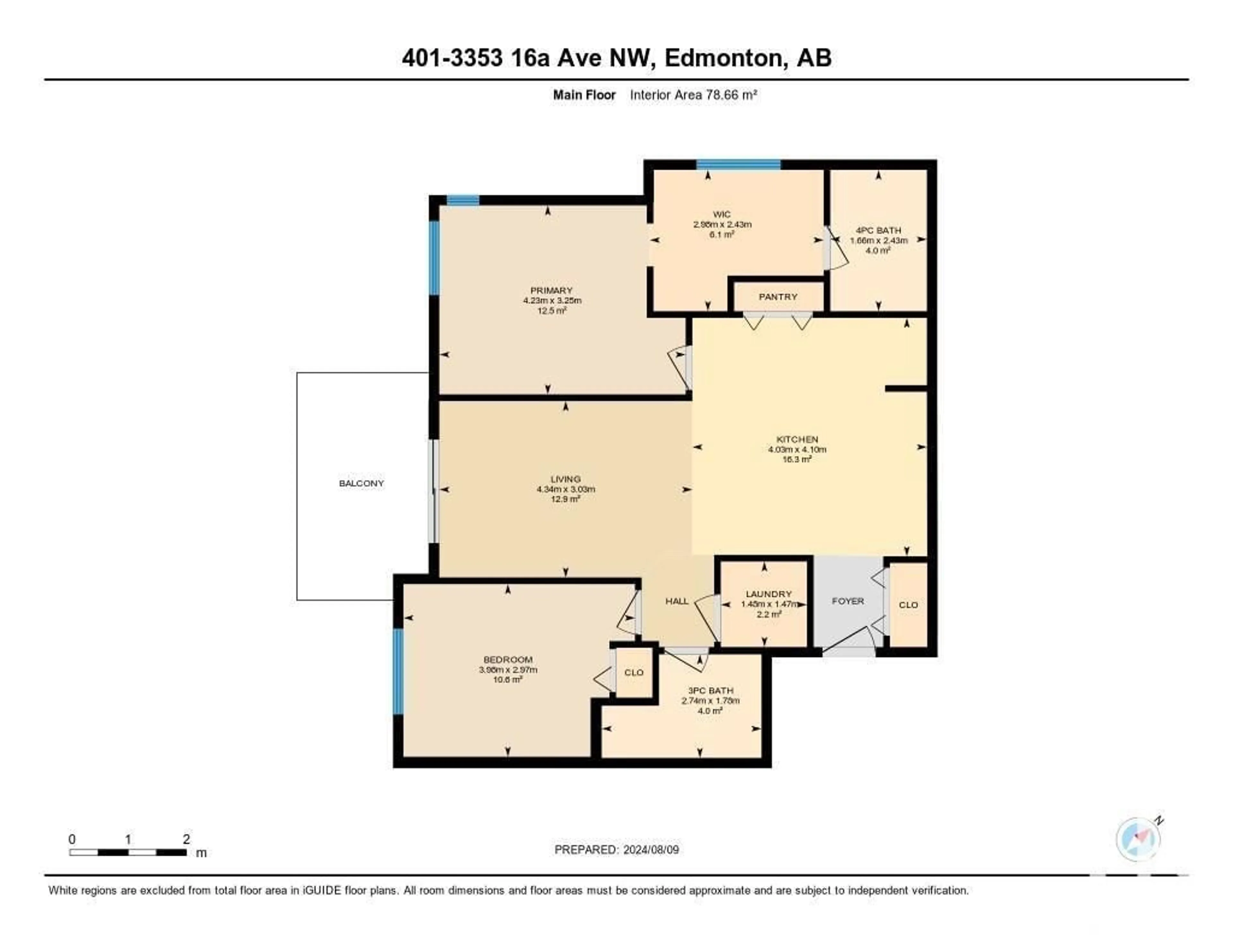 Floor plan for #401 3353 16A AV NW, Edmonton Alberta T6T0V4