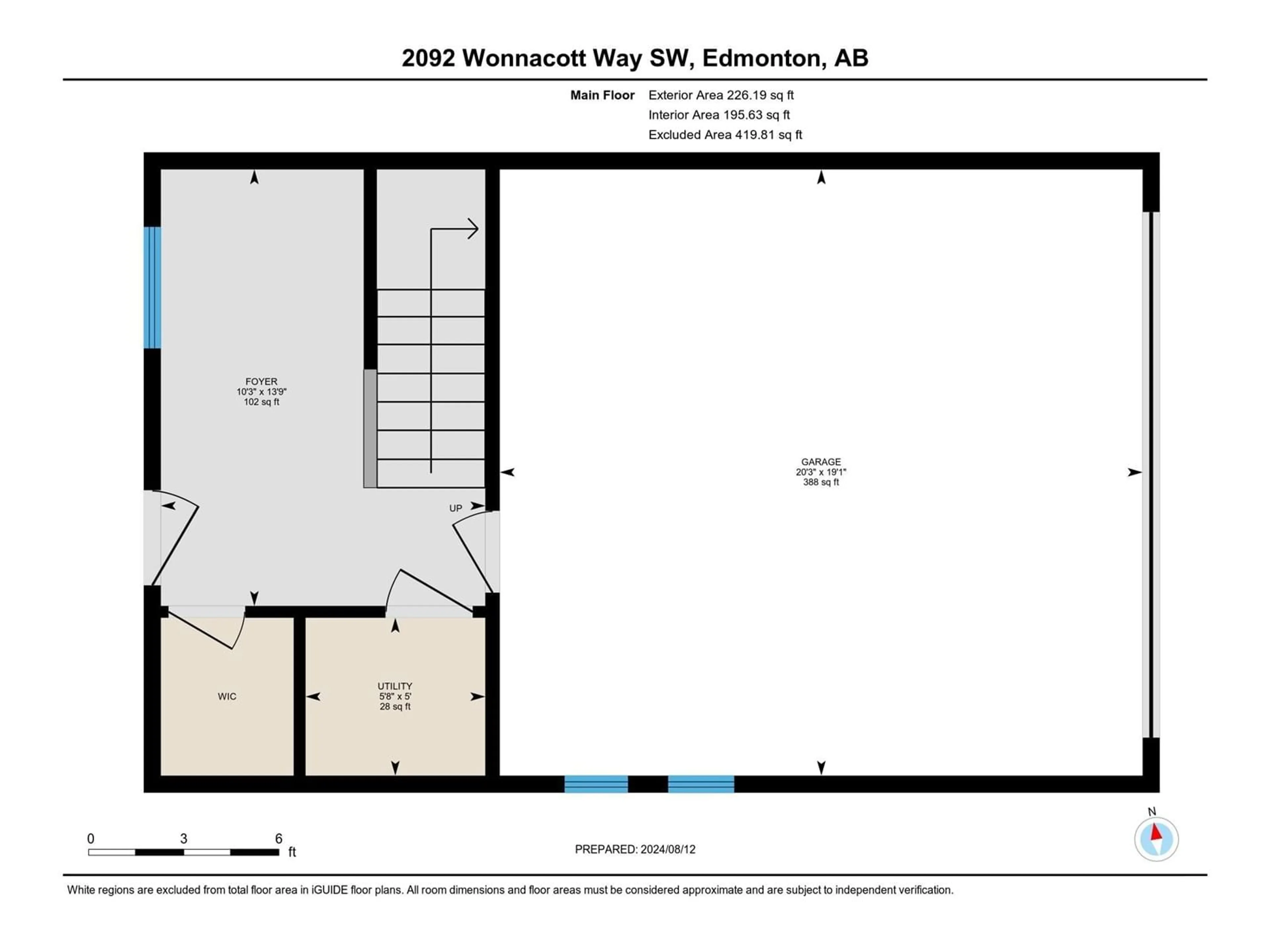 Floor plan for 2092 WONNACOTT WY SW, Edmonton Alberta T6X2V7