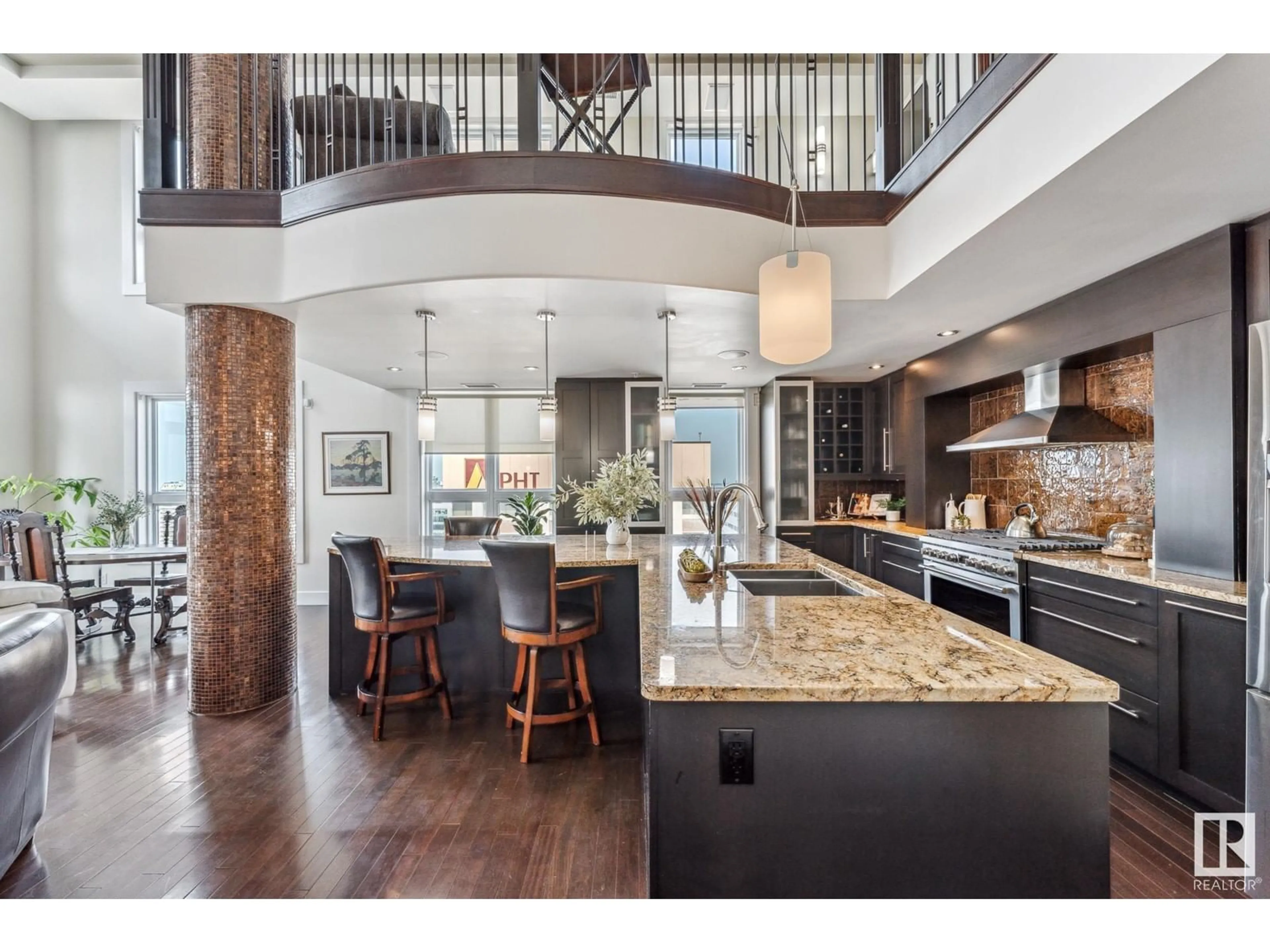 Contemporary kitchen, wood floors for #PH04/1804 9939 109 ST NW, Edmonton Alberta T5K1H6