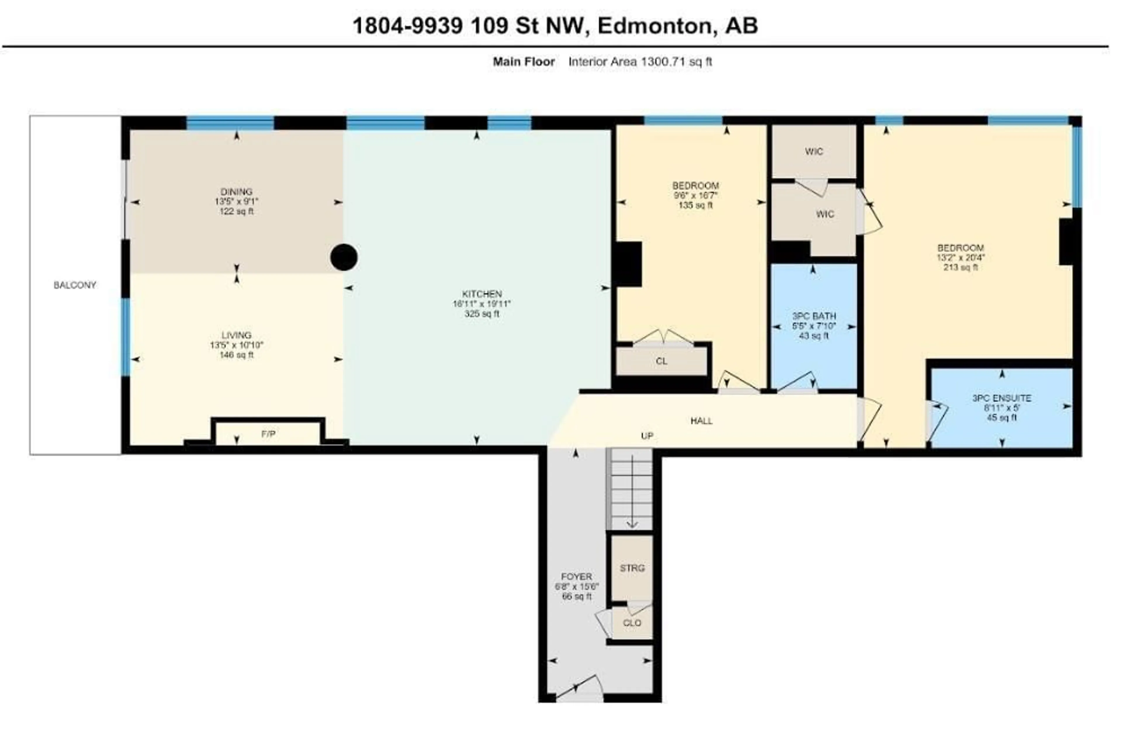 Floor plan for #PH04/1804 9939 109 ST NW, Edmonton Alberta T5K1H6