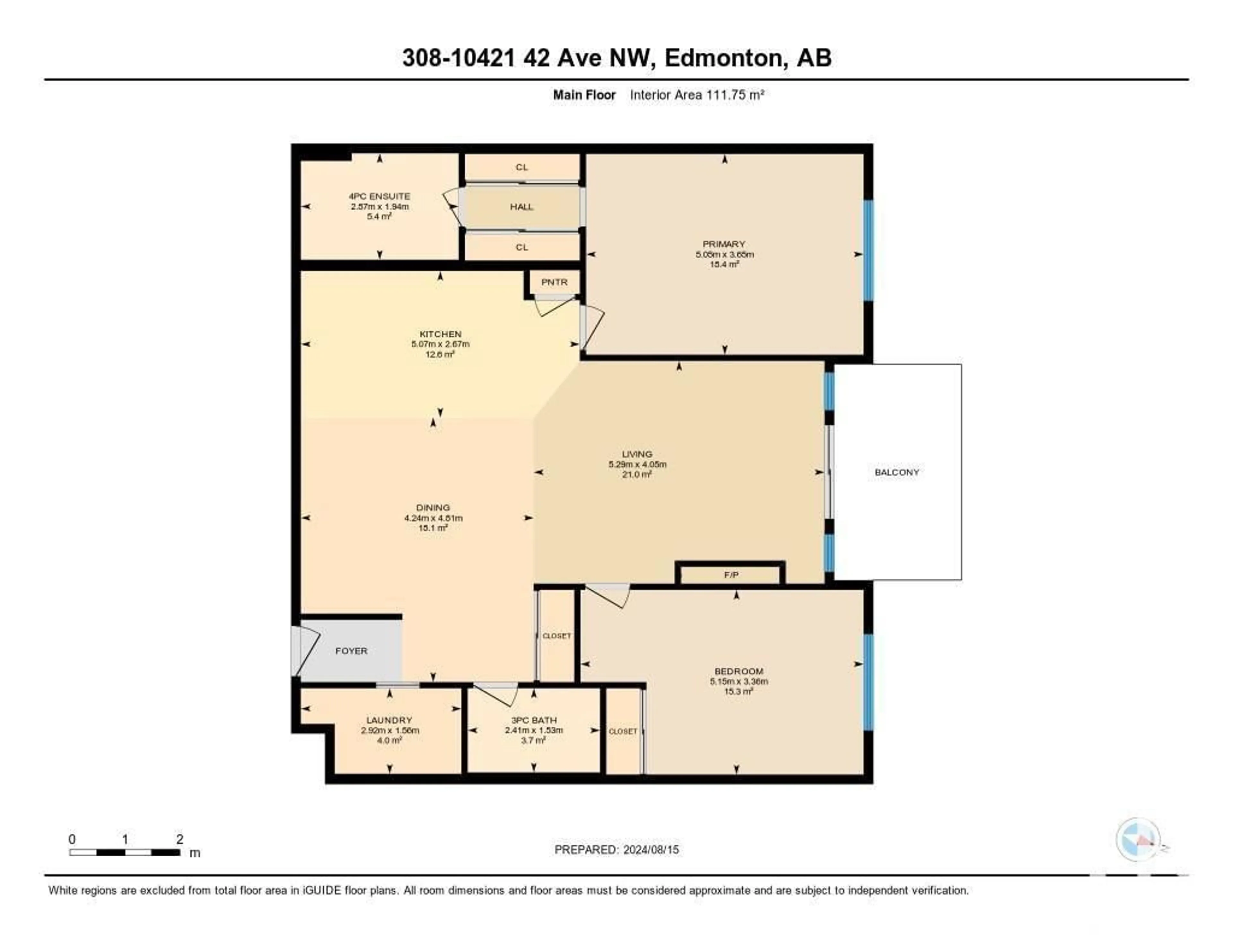 Floor plan for #308 10421 42 AV NW, Edmonton Alberta T6J7C8