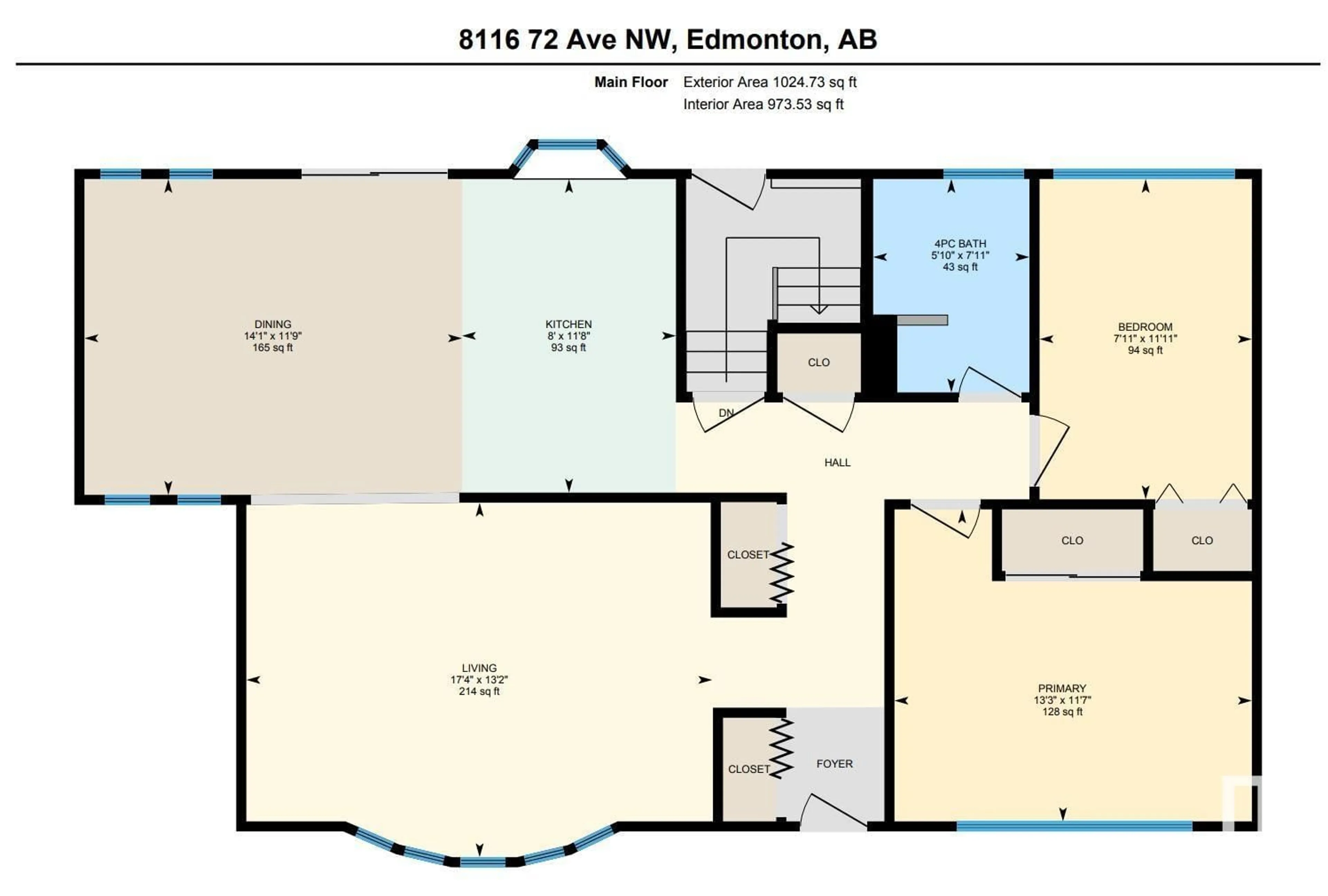 Floor plan for 8116 72 AV NW, Edmonton Alberta T6C0B7