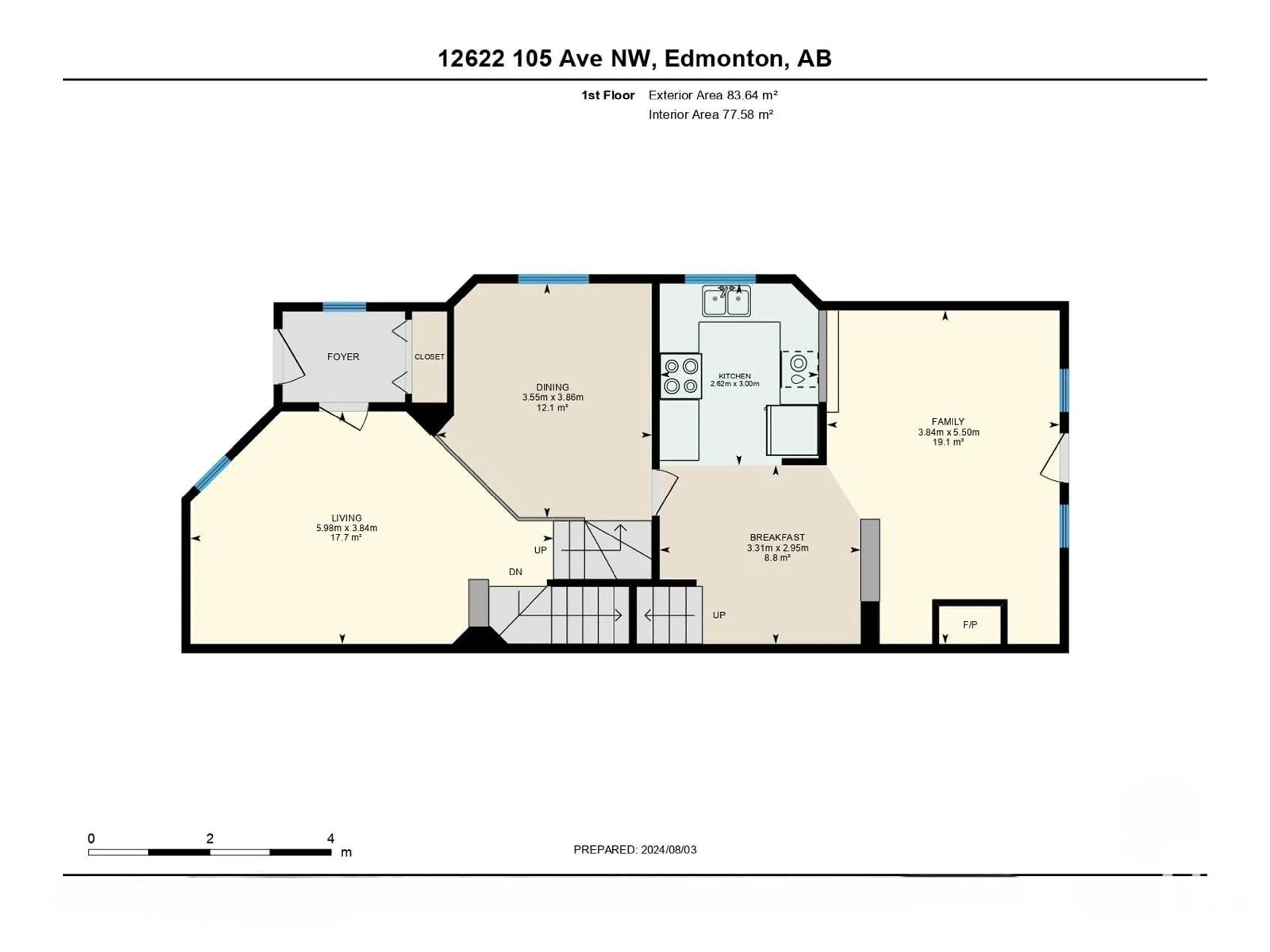 Floor plan for 12622 105 AV NW, Edmonton Alberta T5N0Y8