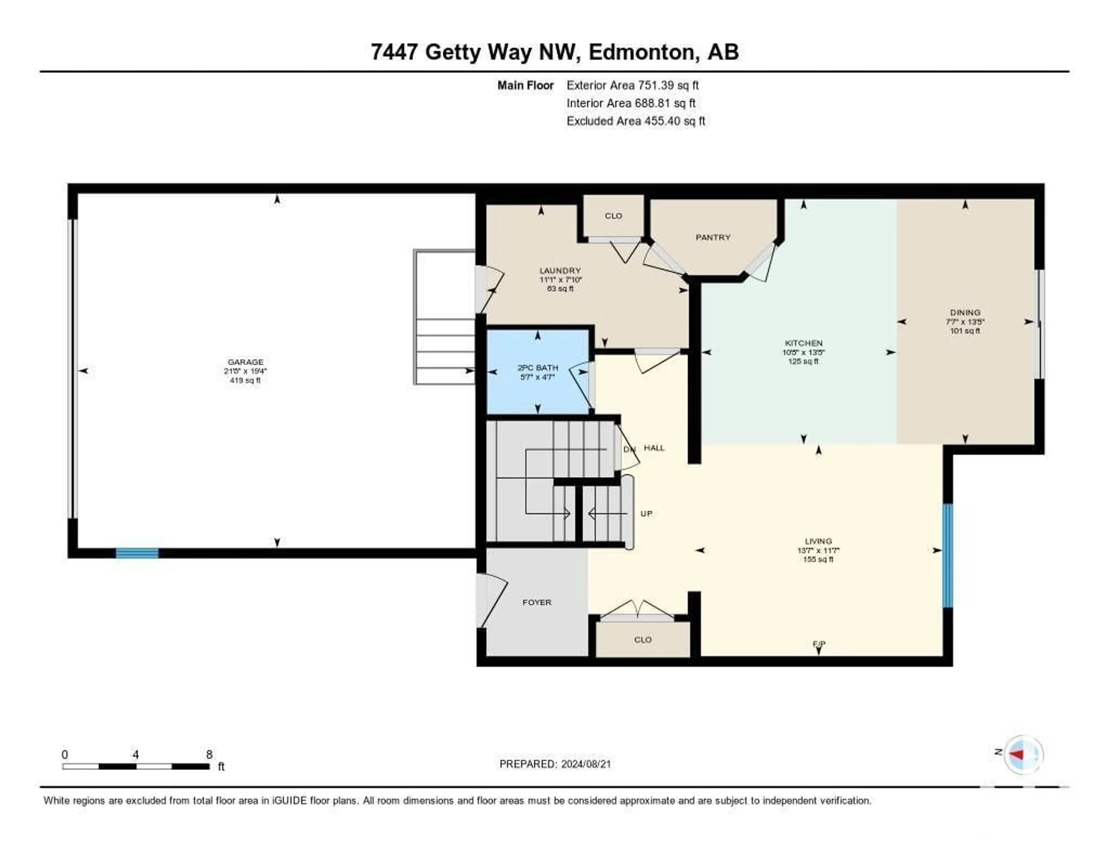 Floor plan for 7447 GETTY WY NW, Edmonton Alberta T5T4T4