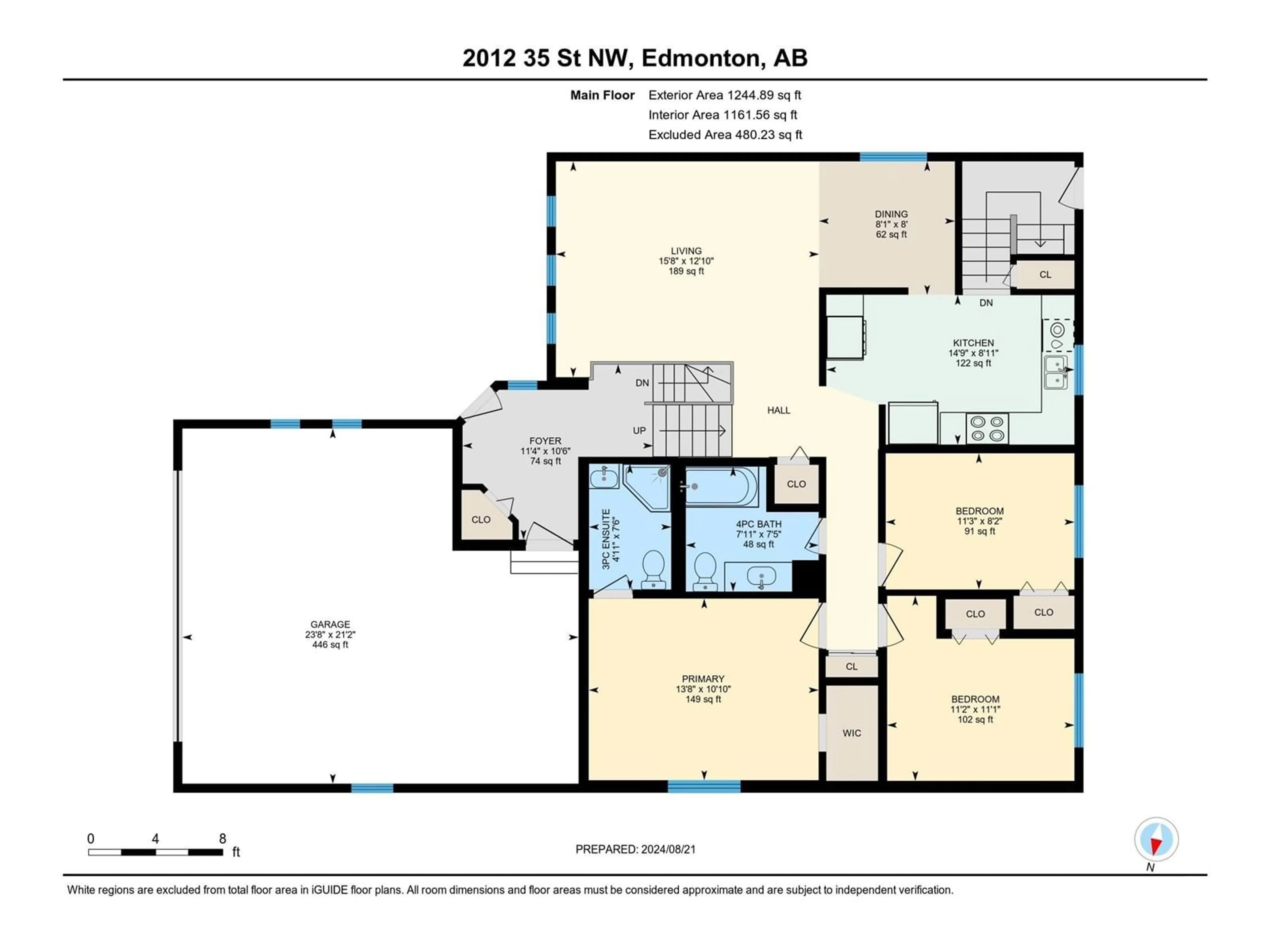 Floor plan for 2012 35 ST NW, Edmonton Alberta T6L3G2