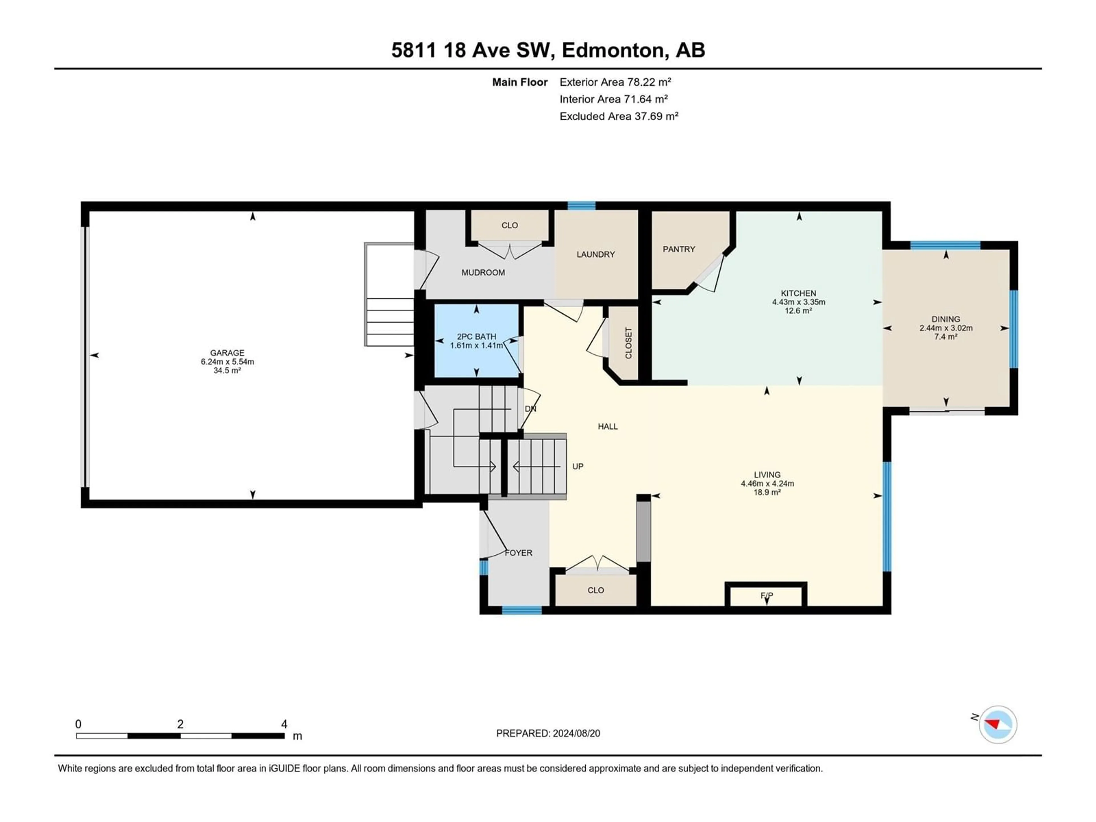 Floor plan for 5811 18 AV SW, Edmonton Alberta T6X1P6