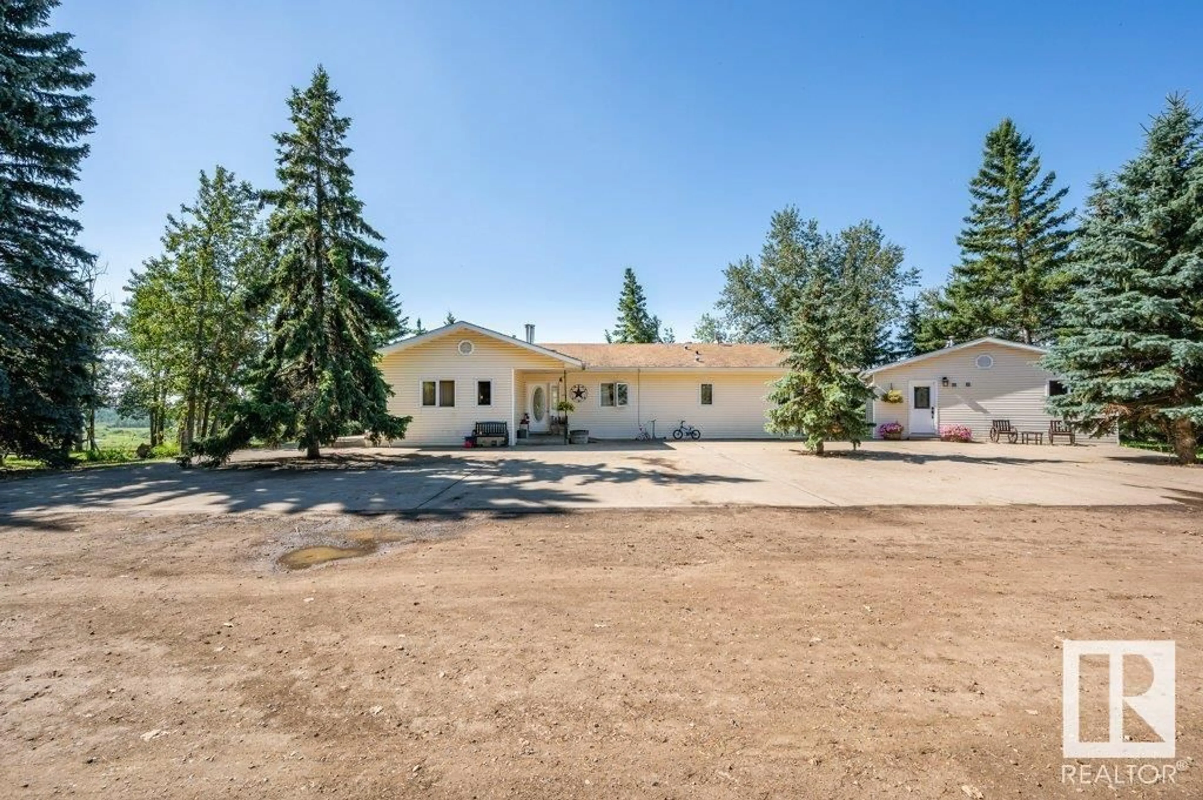 A pic from outside/outdoor area/front of a property/back of a property/a pic from drone, unknown for 58114 HWY 28, Rural Thorhild County Alberta T0A2W0