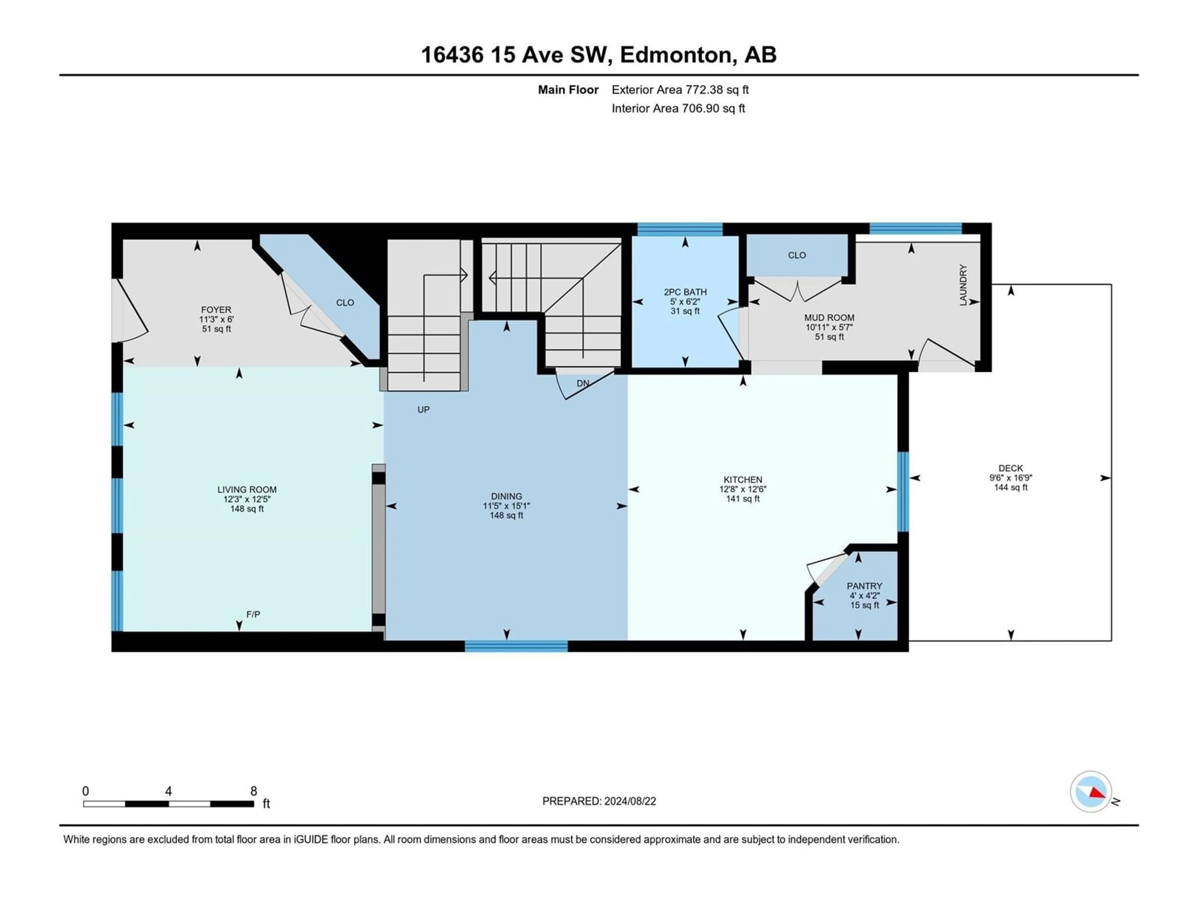 Floor plan for 16436 15 AV SW, Edmonton Alberta T6W2T2