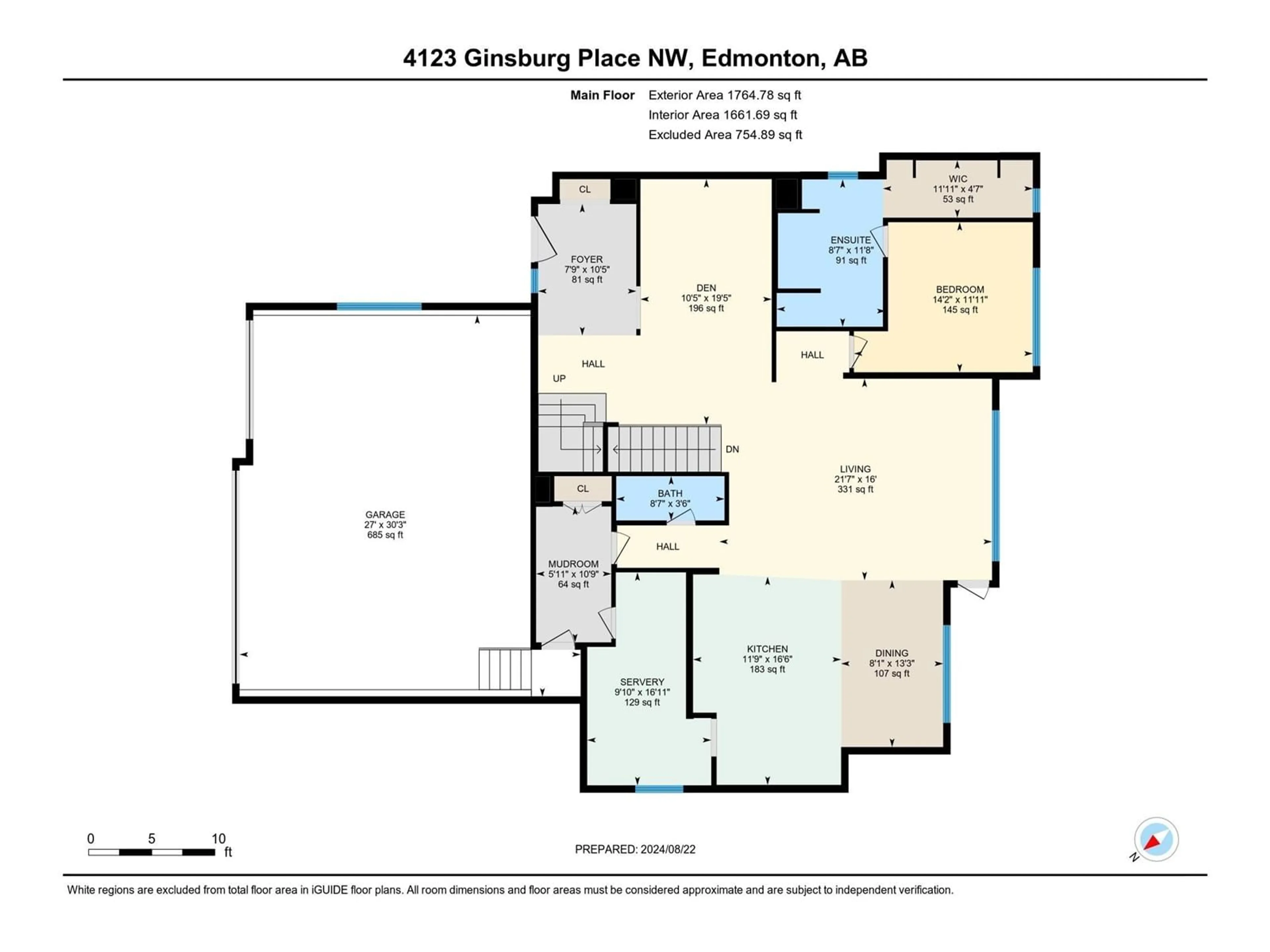 Floor plan for 4123 GINSBURG PL NW, Edmonton Alberta T5T4V1