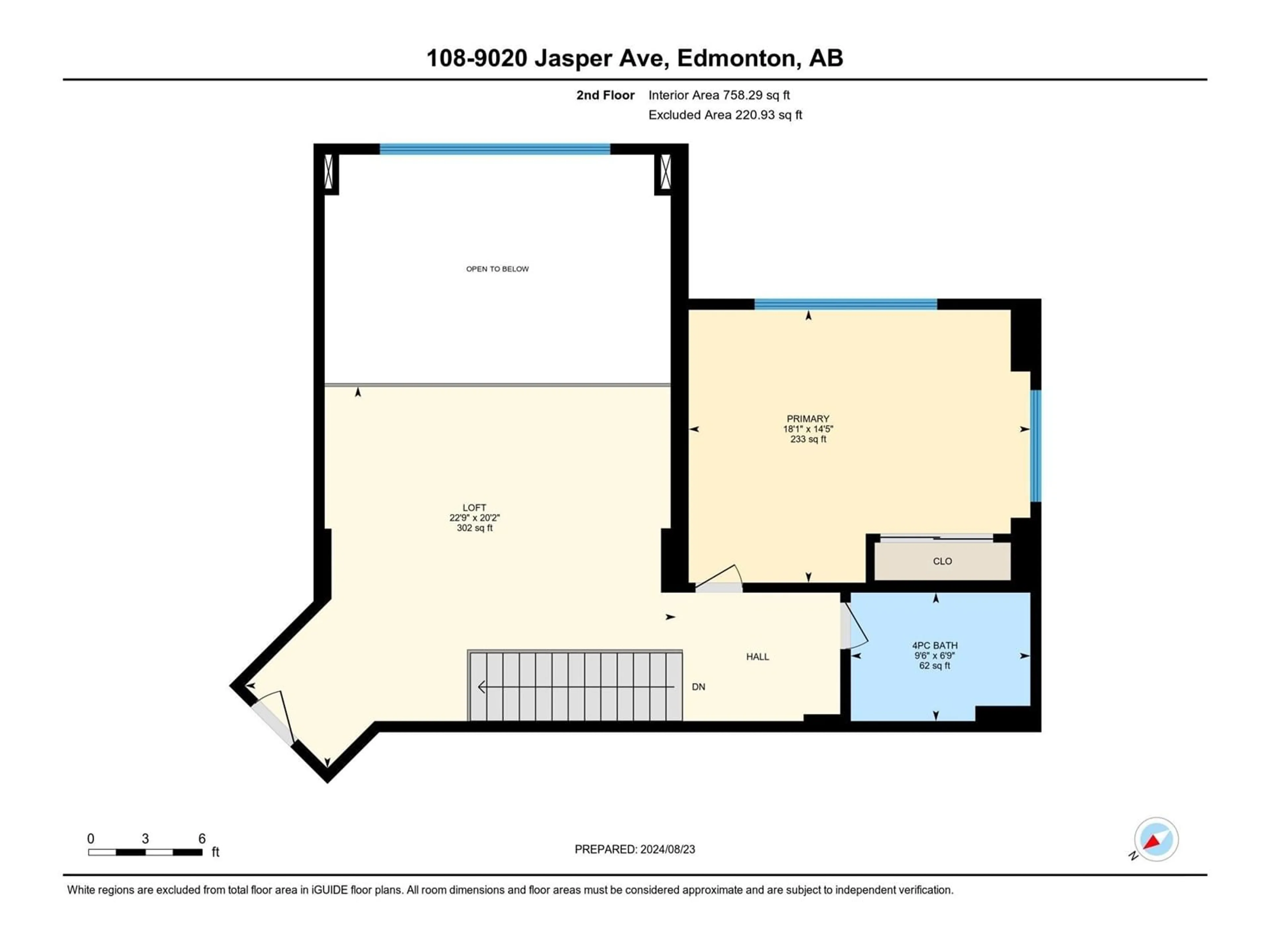 Floor plan for #108 9020 JASPER AV NW, Edmonton Alberta T5H3S8