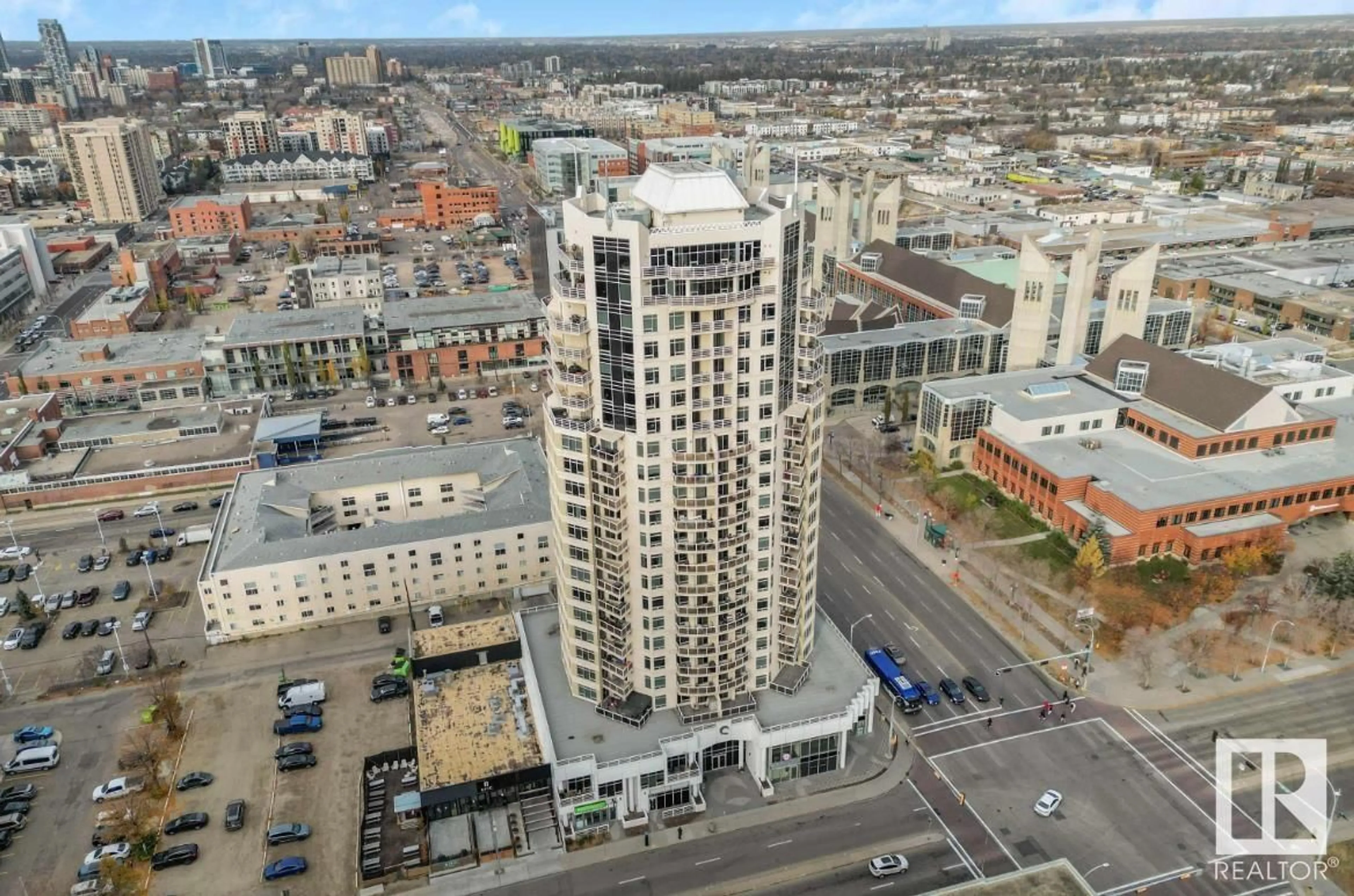 A pic from exterior of the house or condo, the view of city buildings for #1804 10388 105 ST NW, Edmonton Alberta T5J0C2