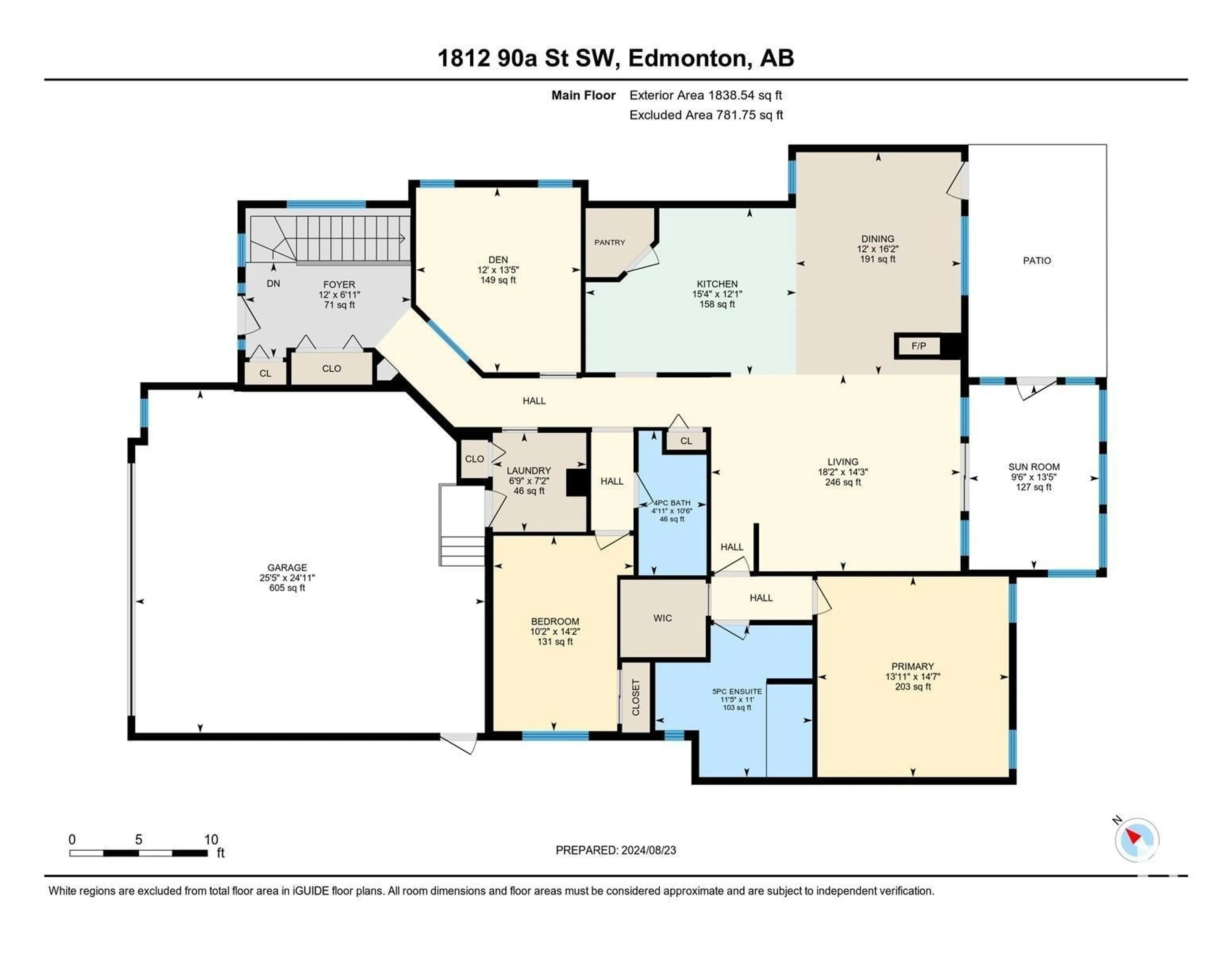 Floor plan for 1812 90A ST SW, Edmonton Alberta T6X0C8