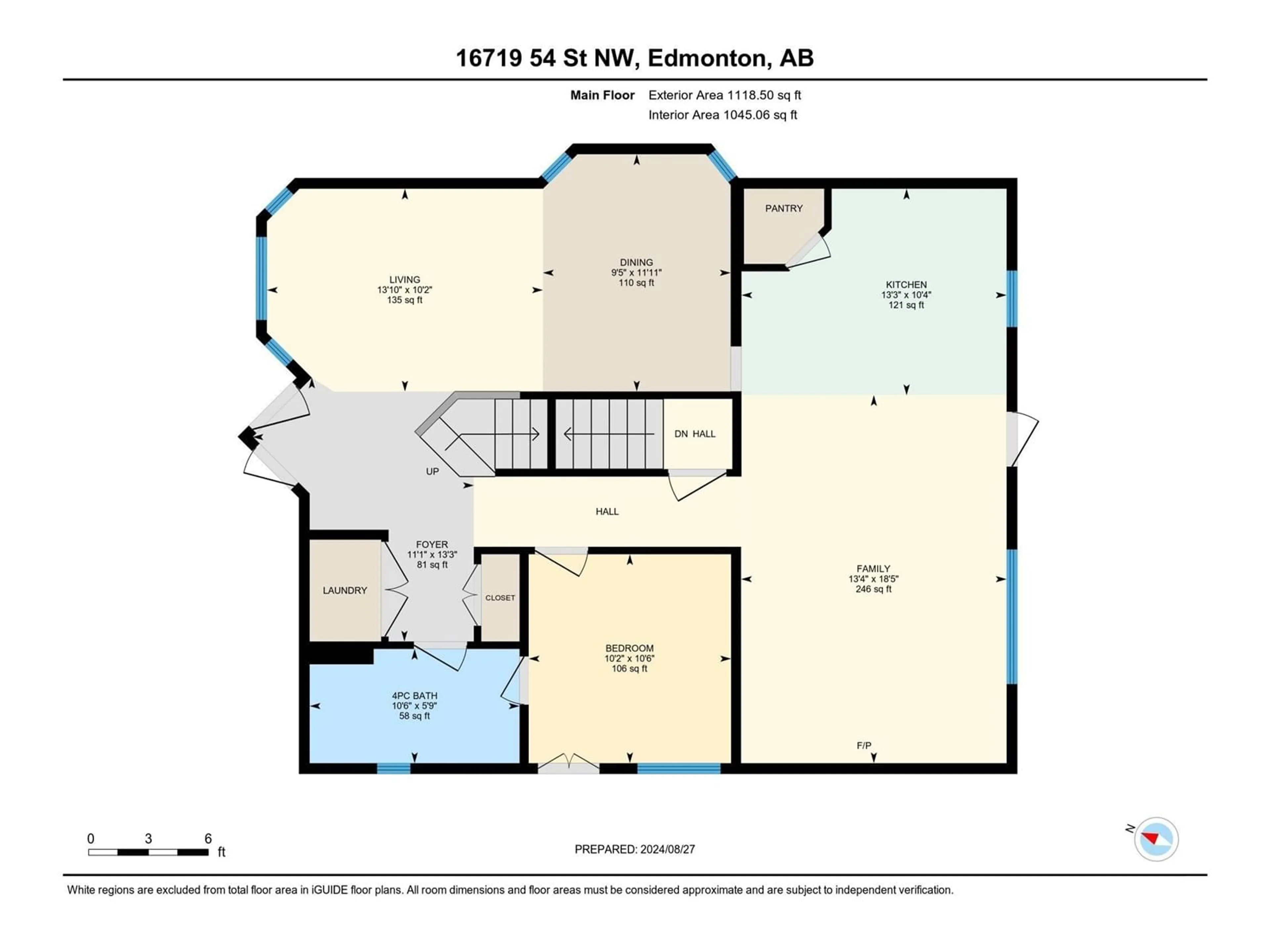 Floor plan for 16719 54 ST NW, Edmonton Alberta T5Y0R4