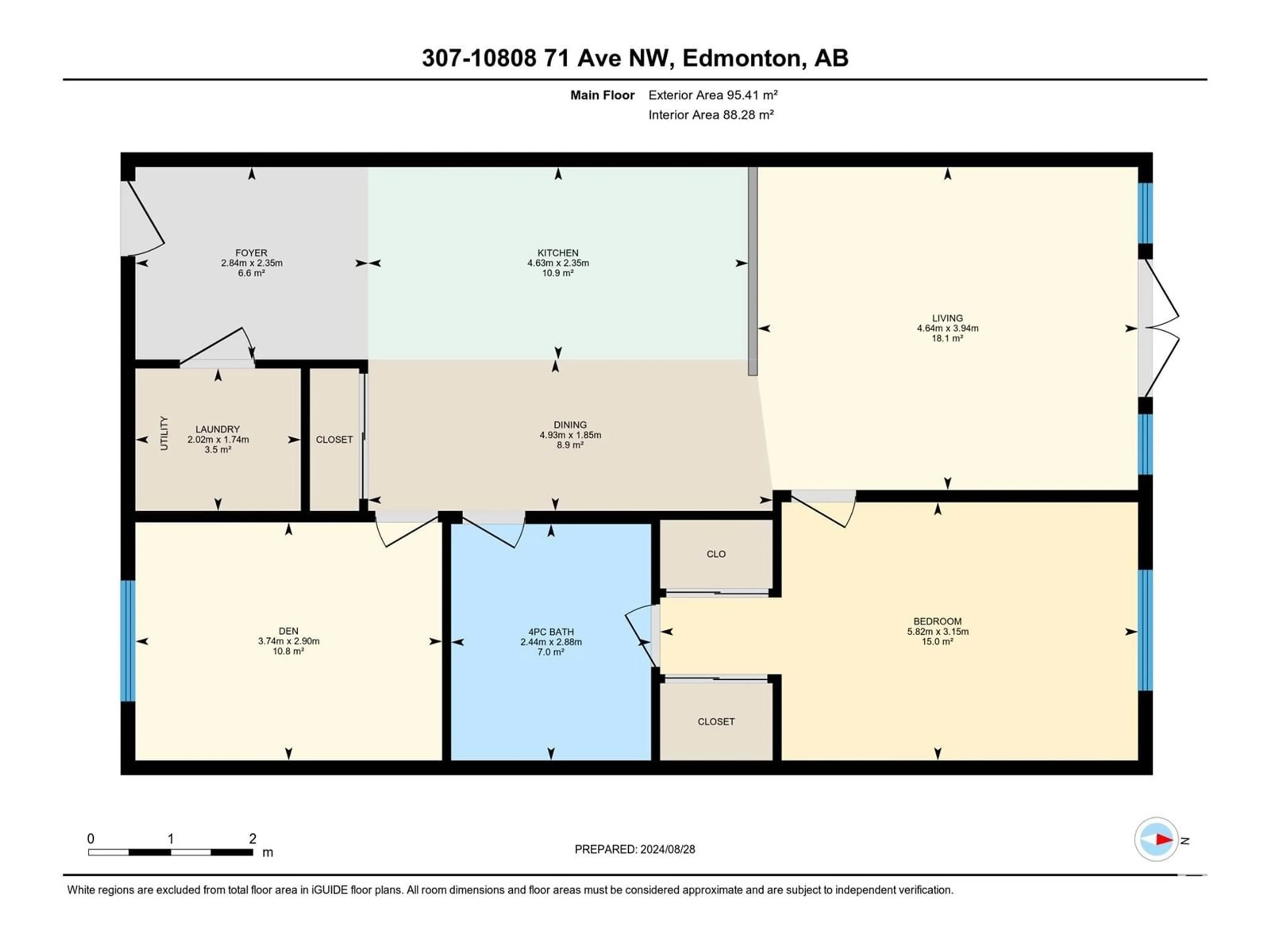 Floor plan for #307 10808 71 AV NW, Edmonton Alberta T6E0X7