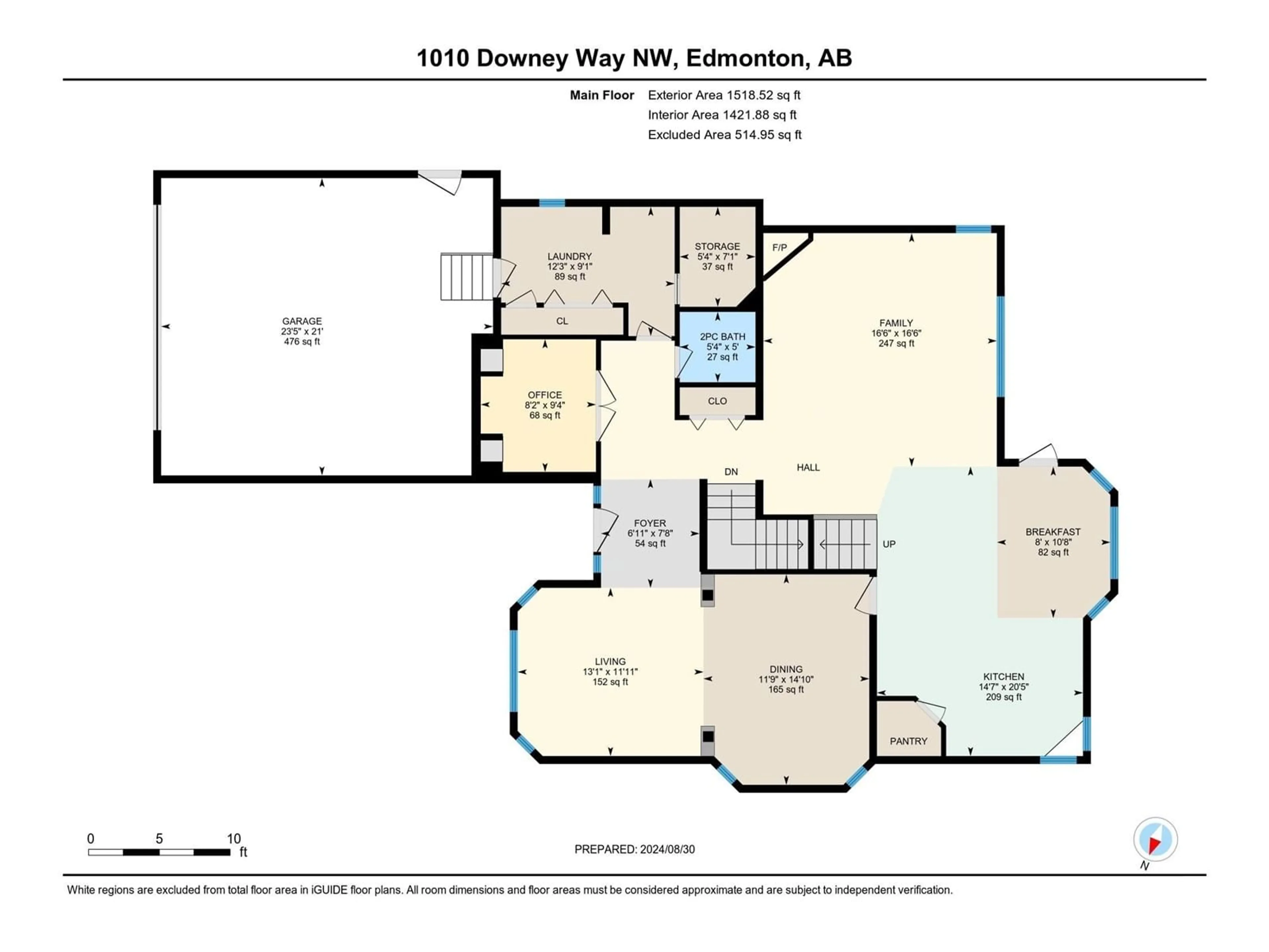 Floor plan for 1010 DOWNEY WY NW, Edmonton Alberta T6M2V4