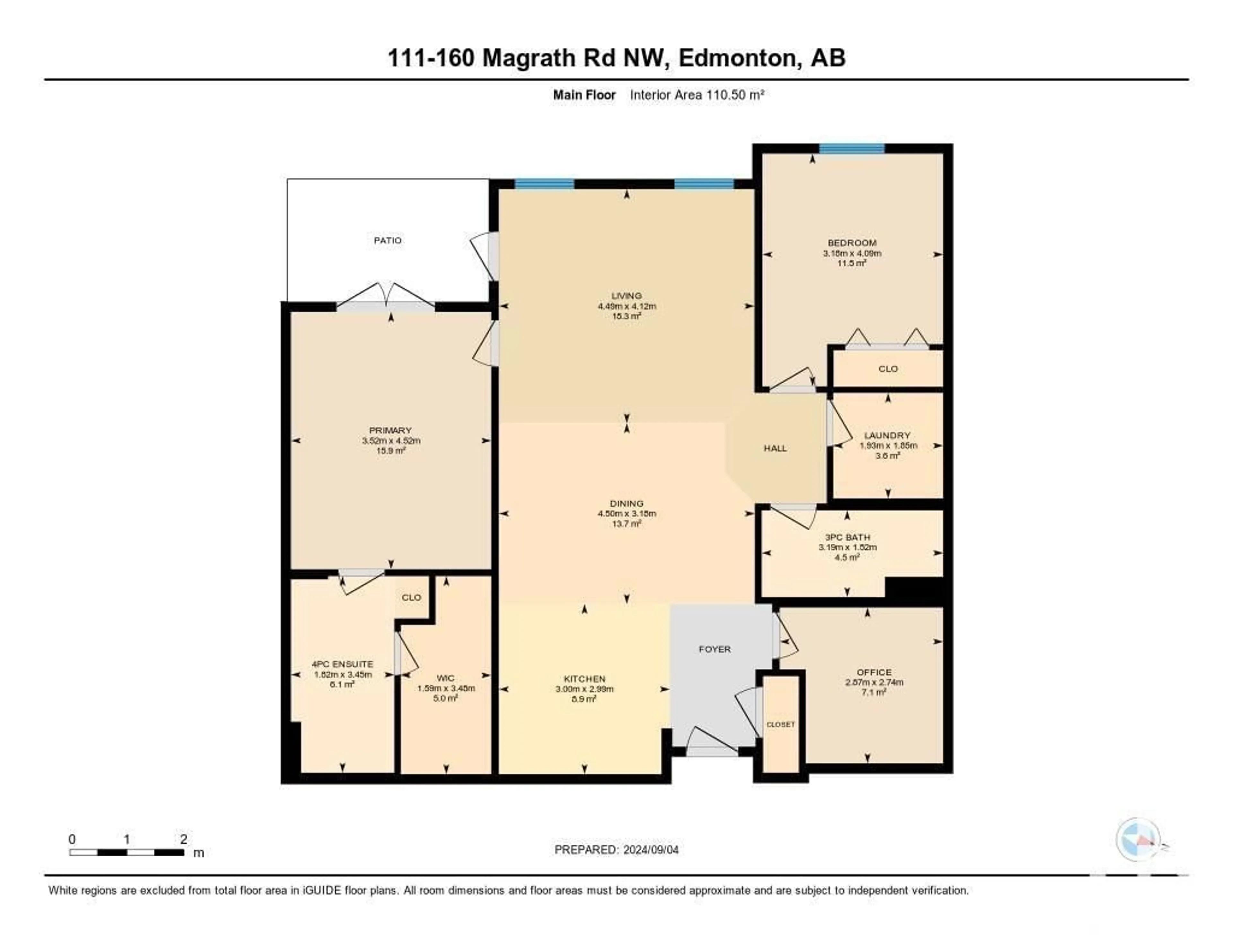 Floor plan for #111 160 MAGRATH RD NW NW, Edmonton Alberta T6R3T7