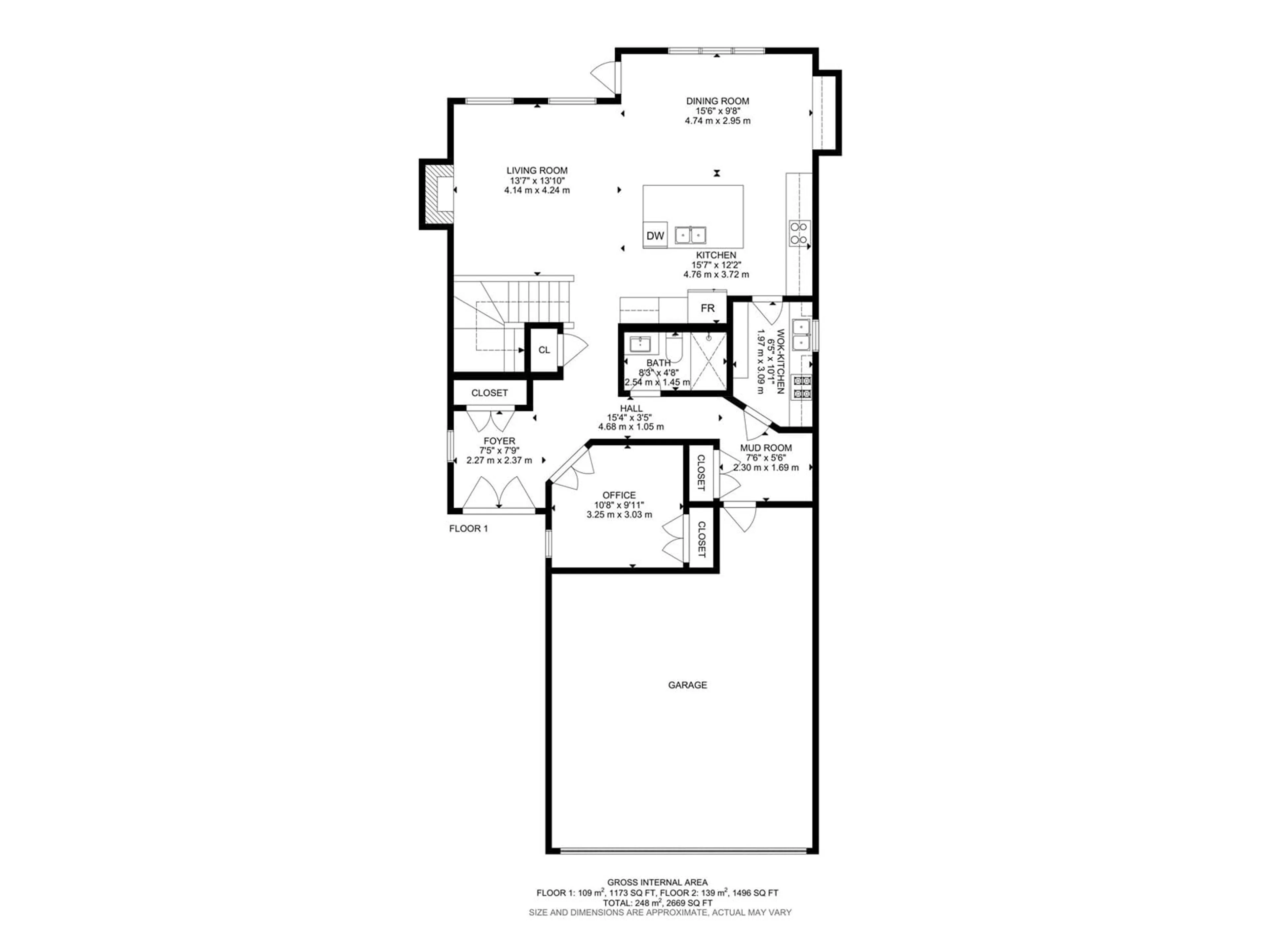 Floor plan for 42 Darby CR, Spruce Grove Alberta T7X0W9