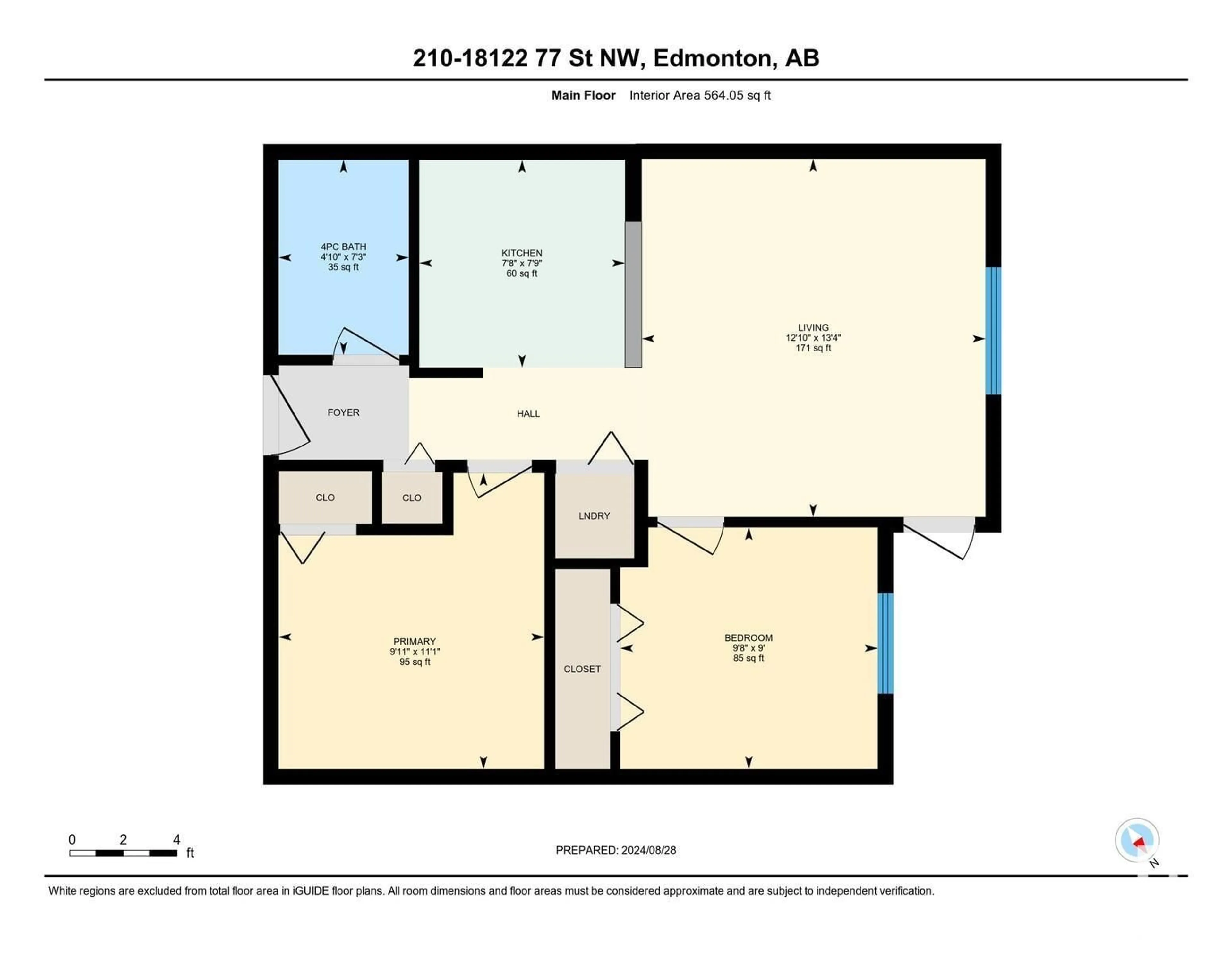 Floor plan for #210 18122 77 ST NW, Edmonton Alberta T5Z0N7