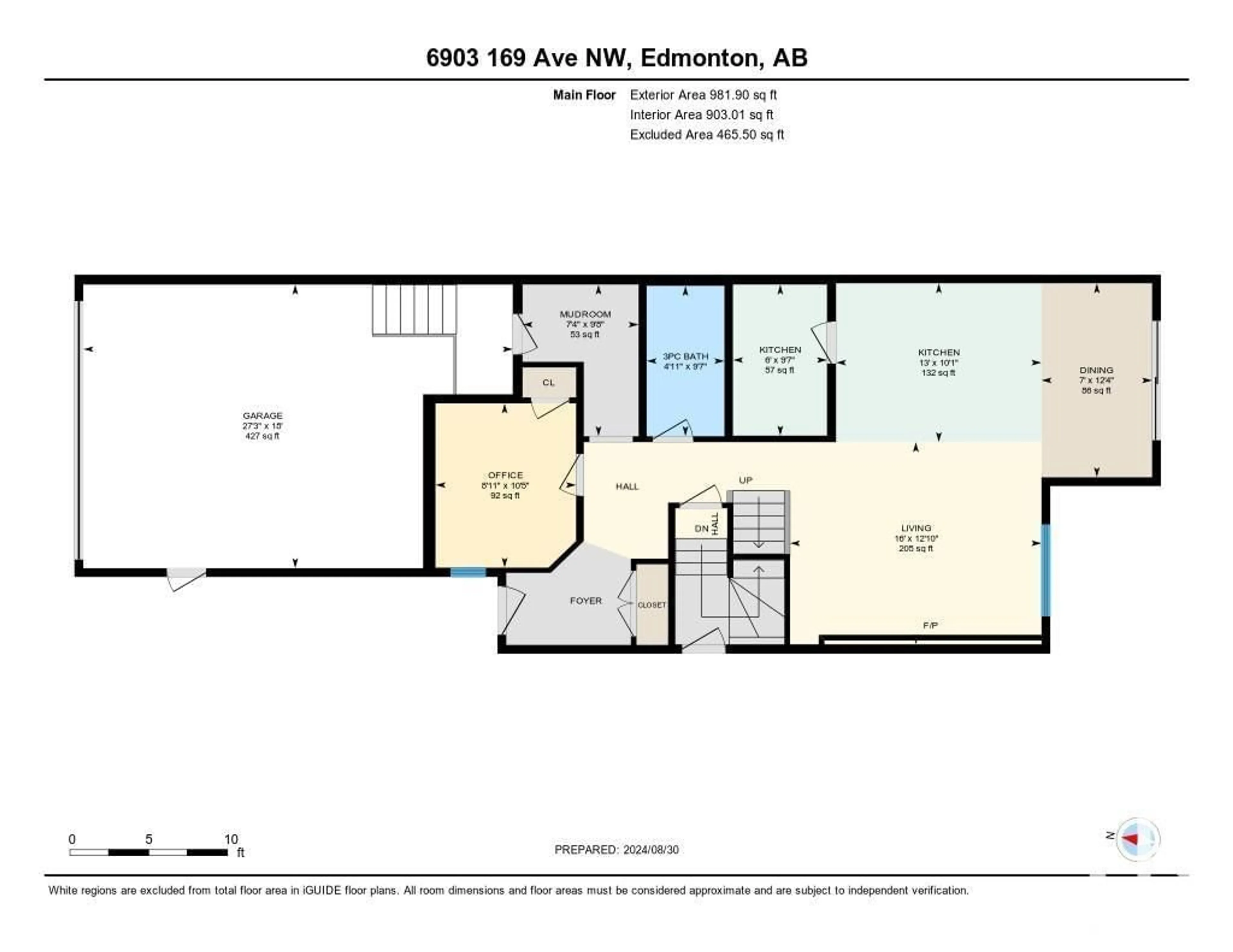 Floor plan for 6903 169 AV NW, Edmonton Alberta T5Z0B5