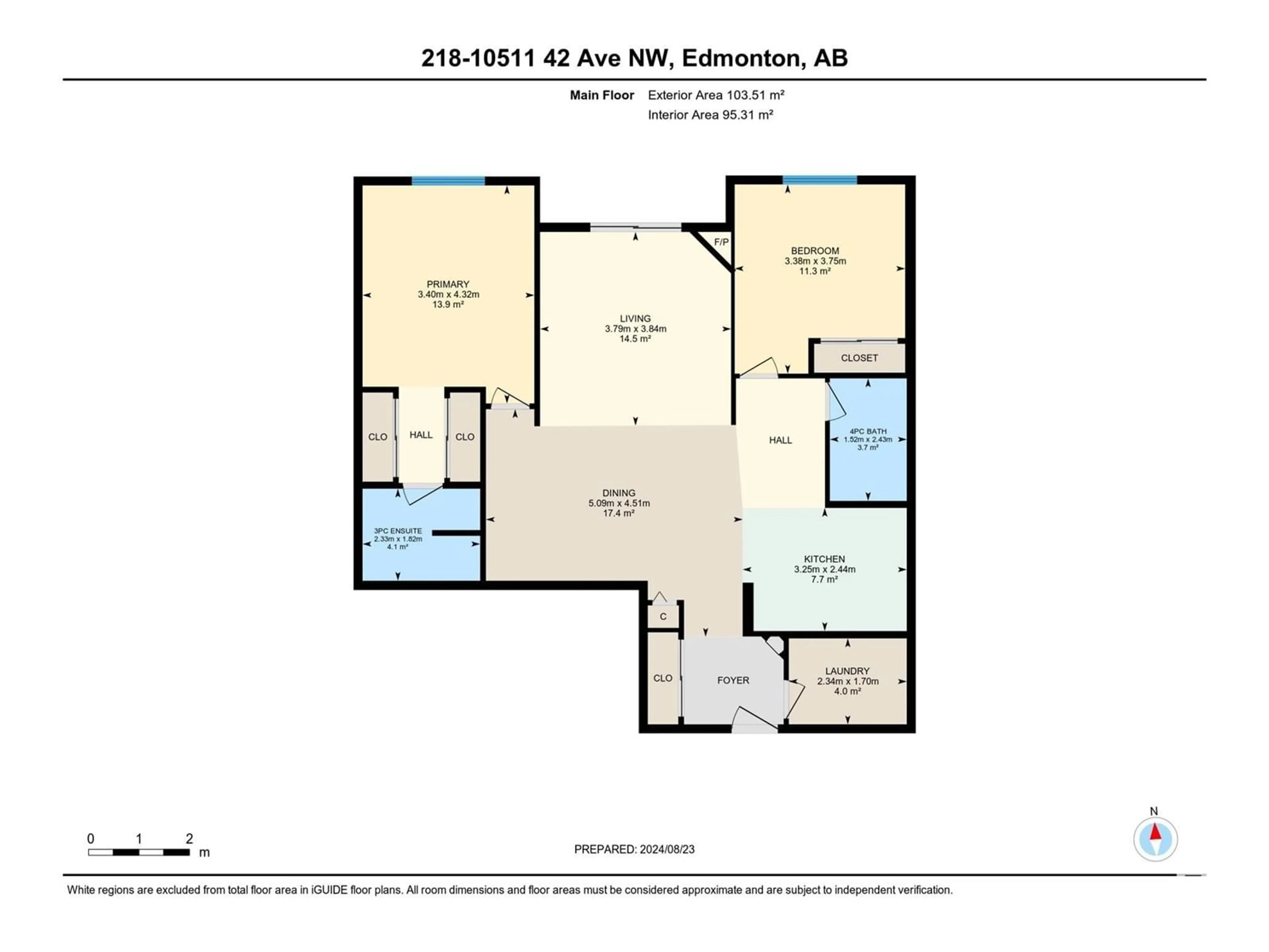 Floor plan for #218 10511 42 AV NW, Edmonton Alberta T6J7G8