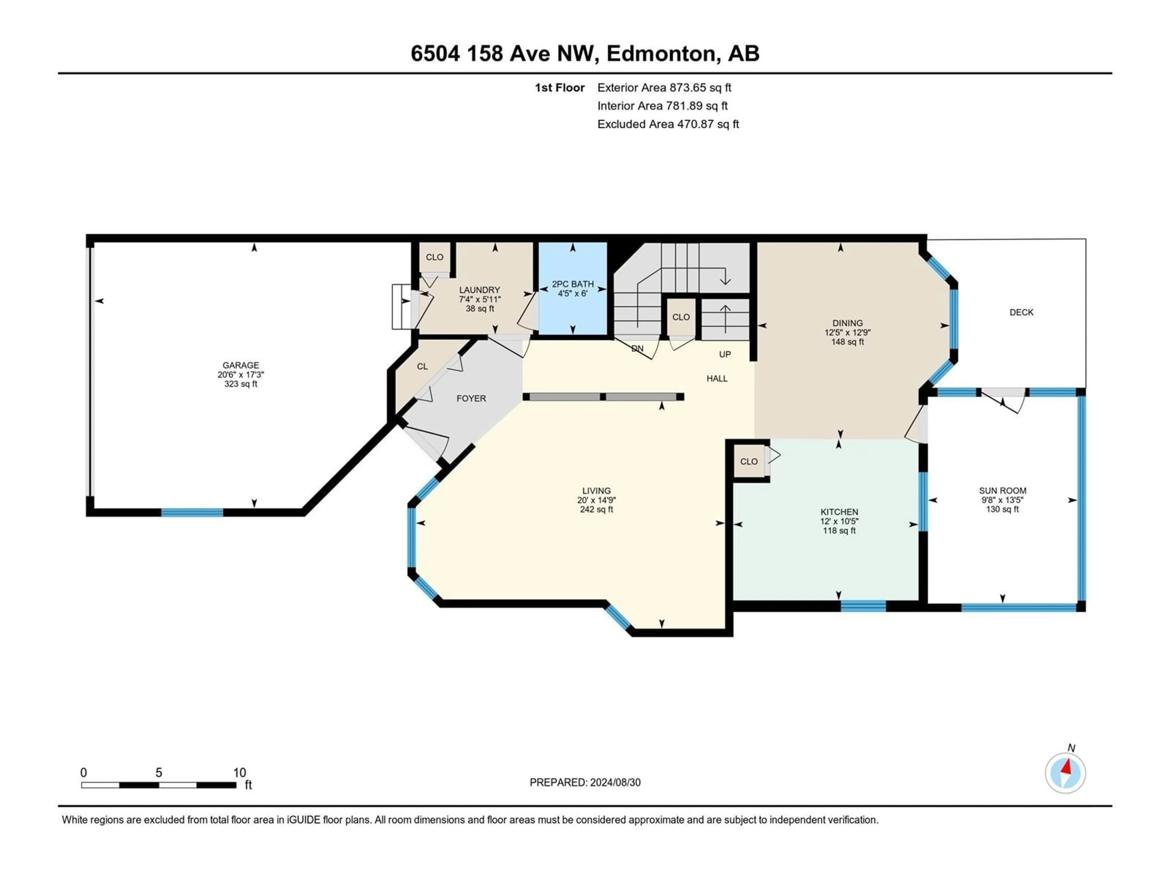 Floor plan for 6504 158 AV NW, Edmonton Alberta T5Y2S7