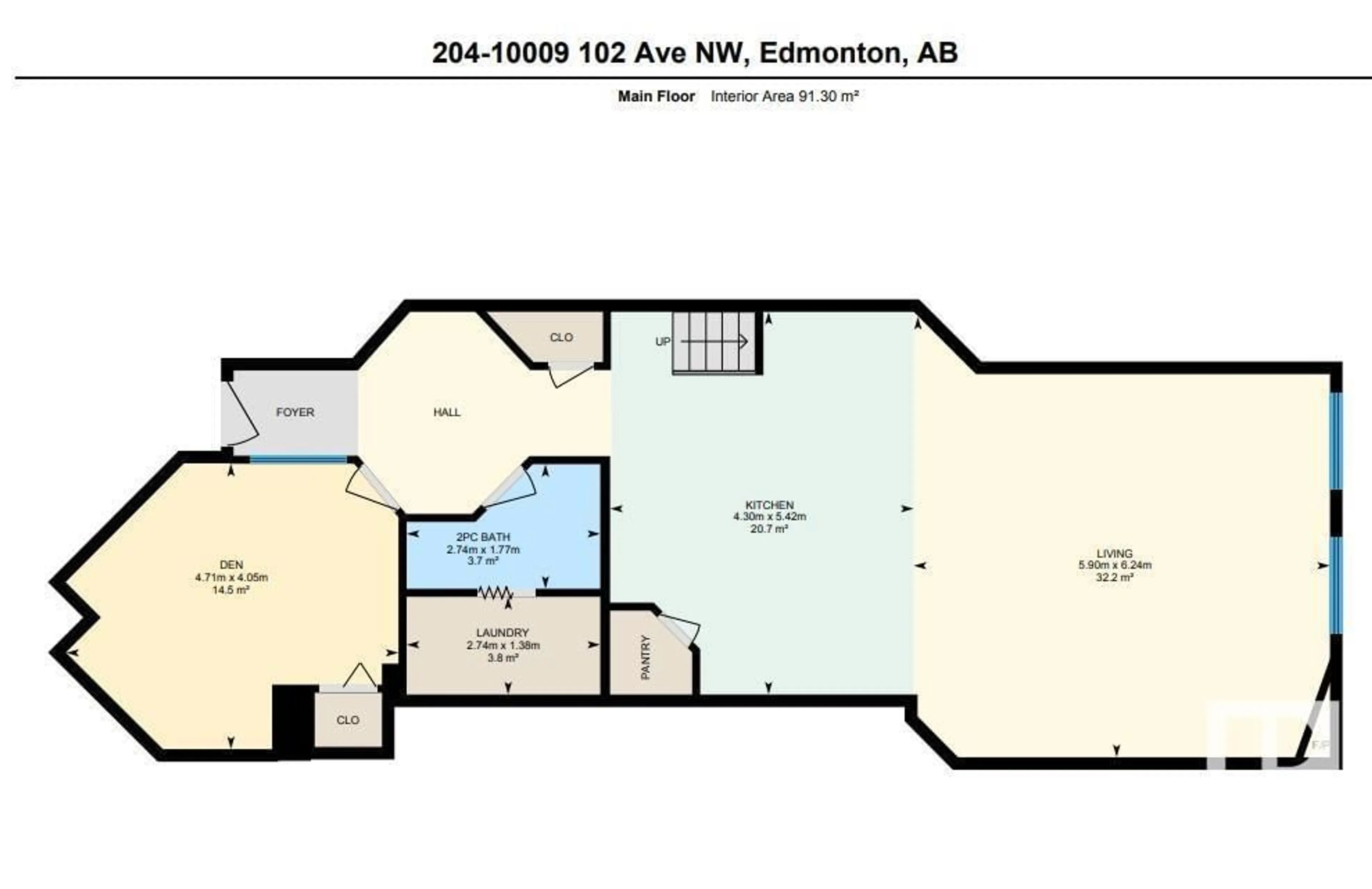 Floor plan for #204 10009 102 AV NW, Edmonton Alberta T5J5B6