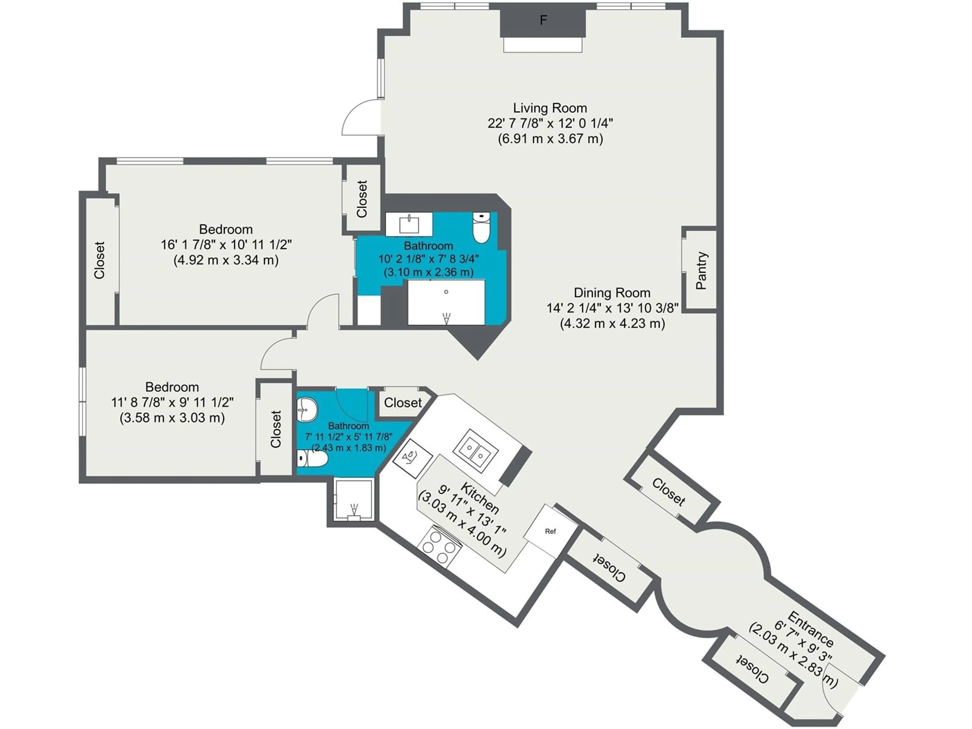 Floor plan for #707 10108 125 ST NW, Edmonton Alberta T5N4B6