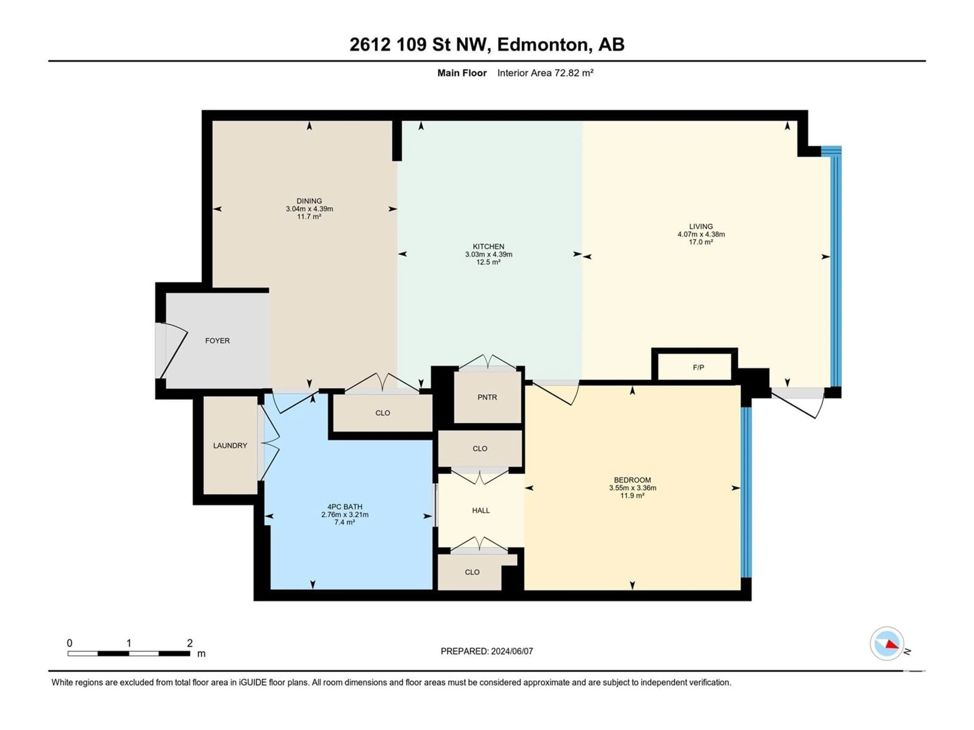 Floor plan for #709 2612 109 ST NW, Edmonton Alberta T6J3T1