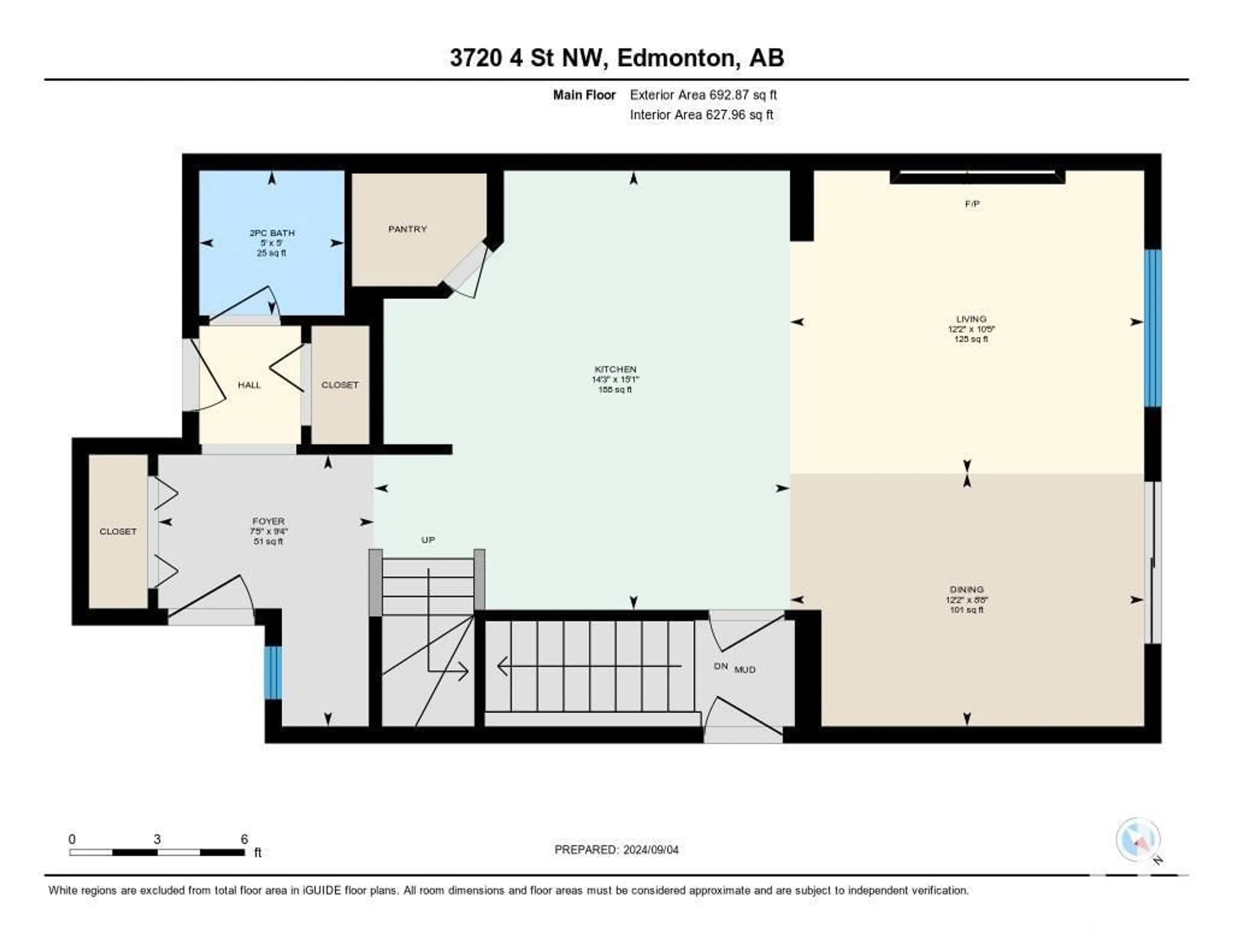 Floor plan for 3720 4 ST NW, Edmonton Alberta T6T2L7