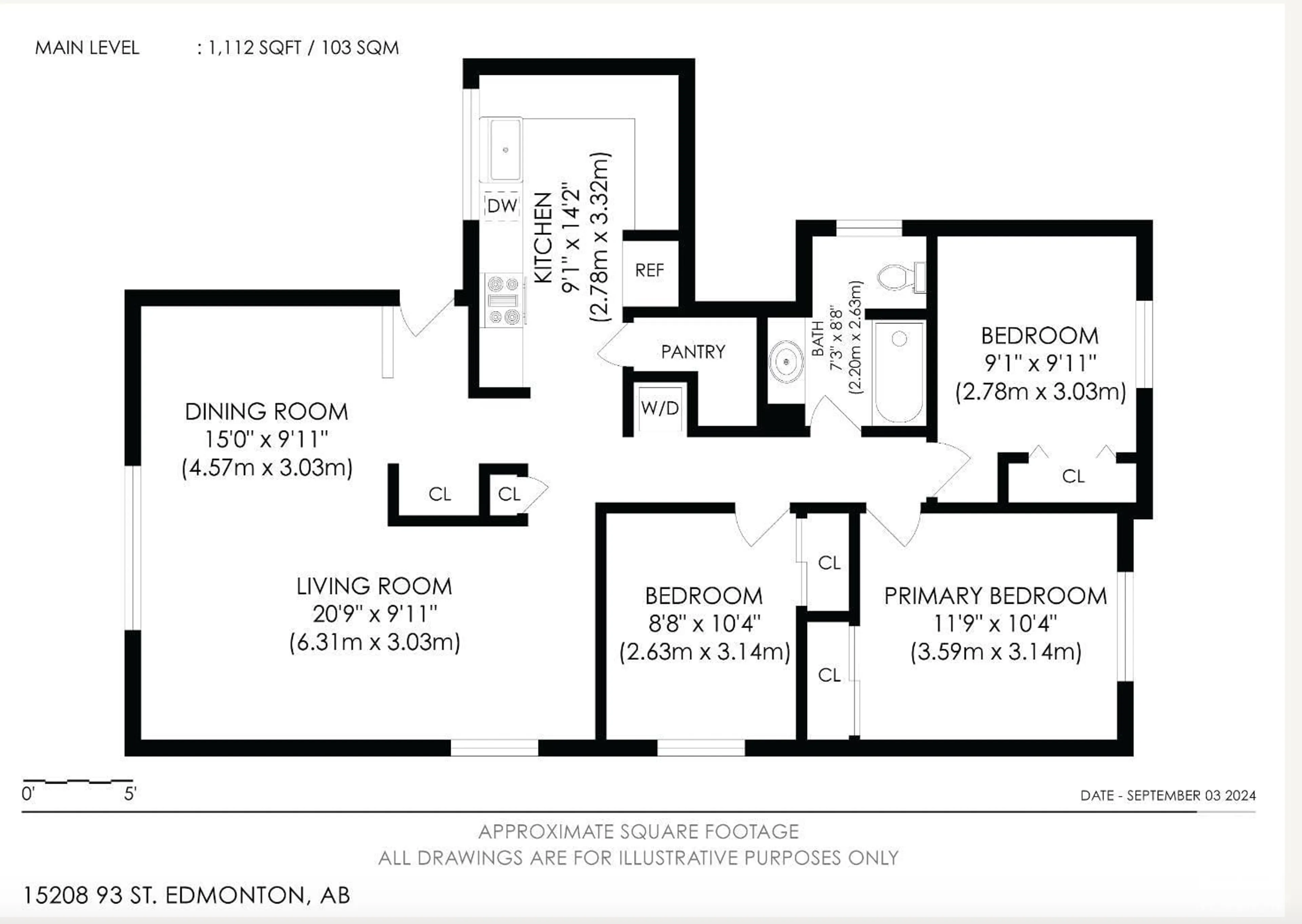 Floor plan for 15208 93 ST NW, Edmonton Alberta T5E3V3