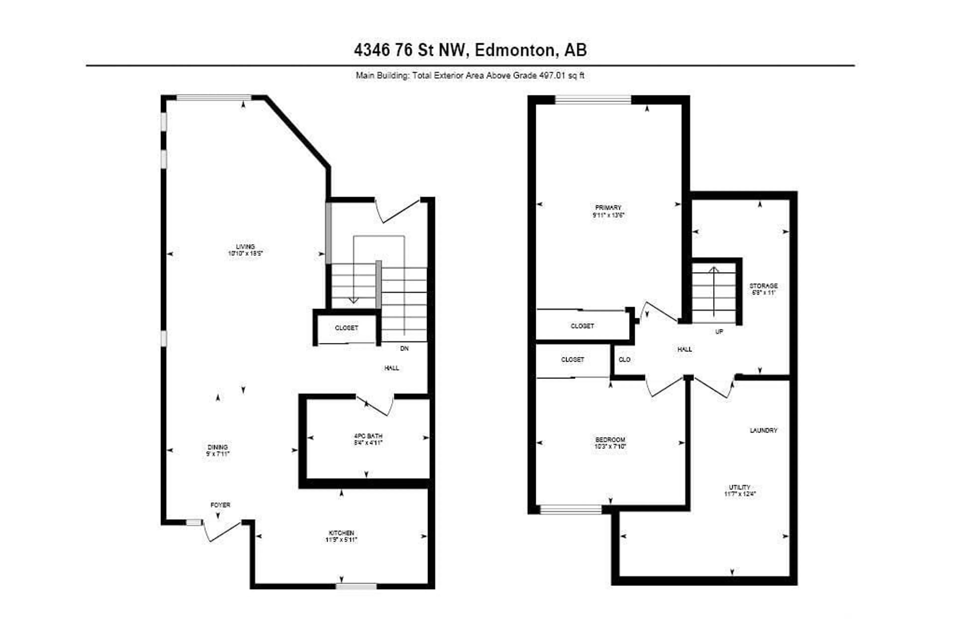 Floor plan for 4346 76 ST NW NW, Edmonton Alberta T6K1V3