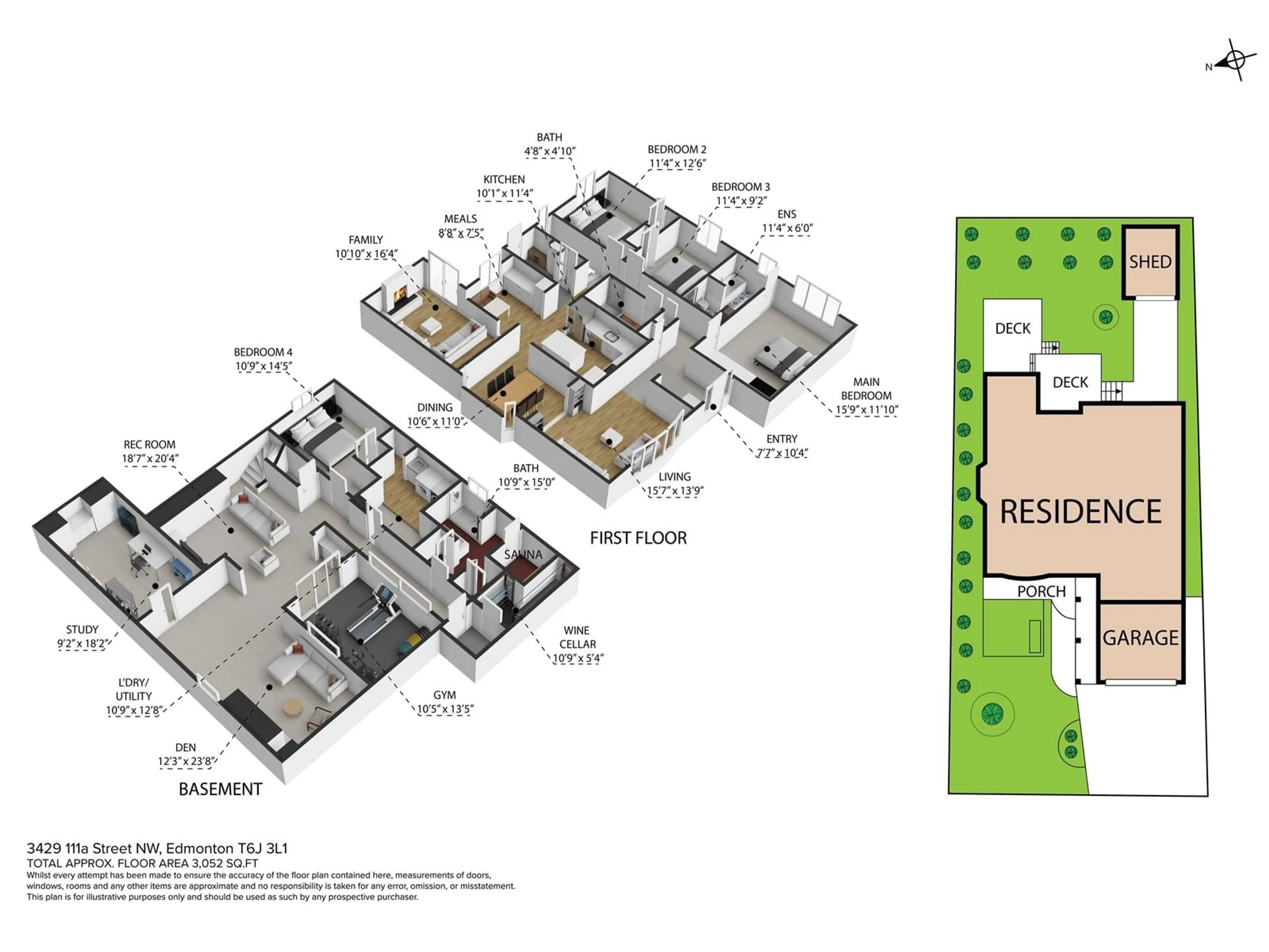 Floor plan for 3429 111A ST NW, Edmonton Alberta T6J3L1