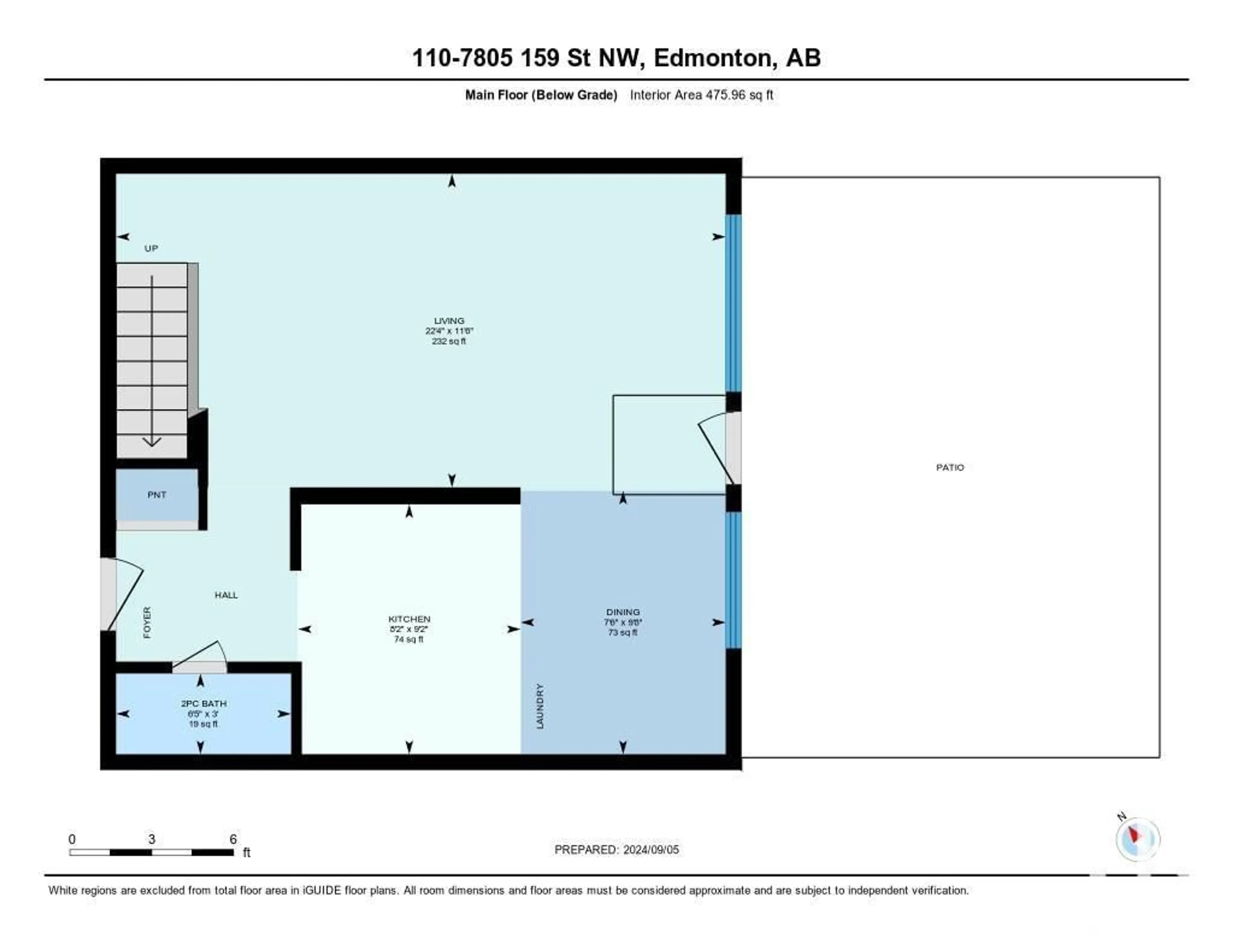 Floor plan for #110 7805 159 ST NW, Edmonton Alberta T5R2E1