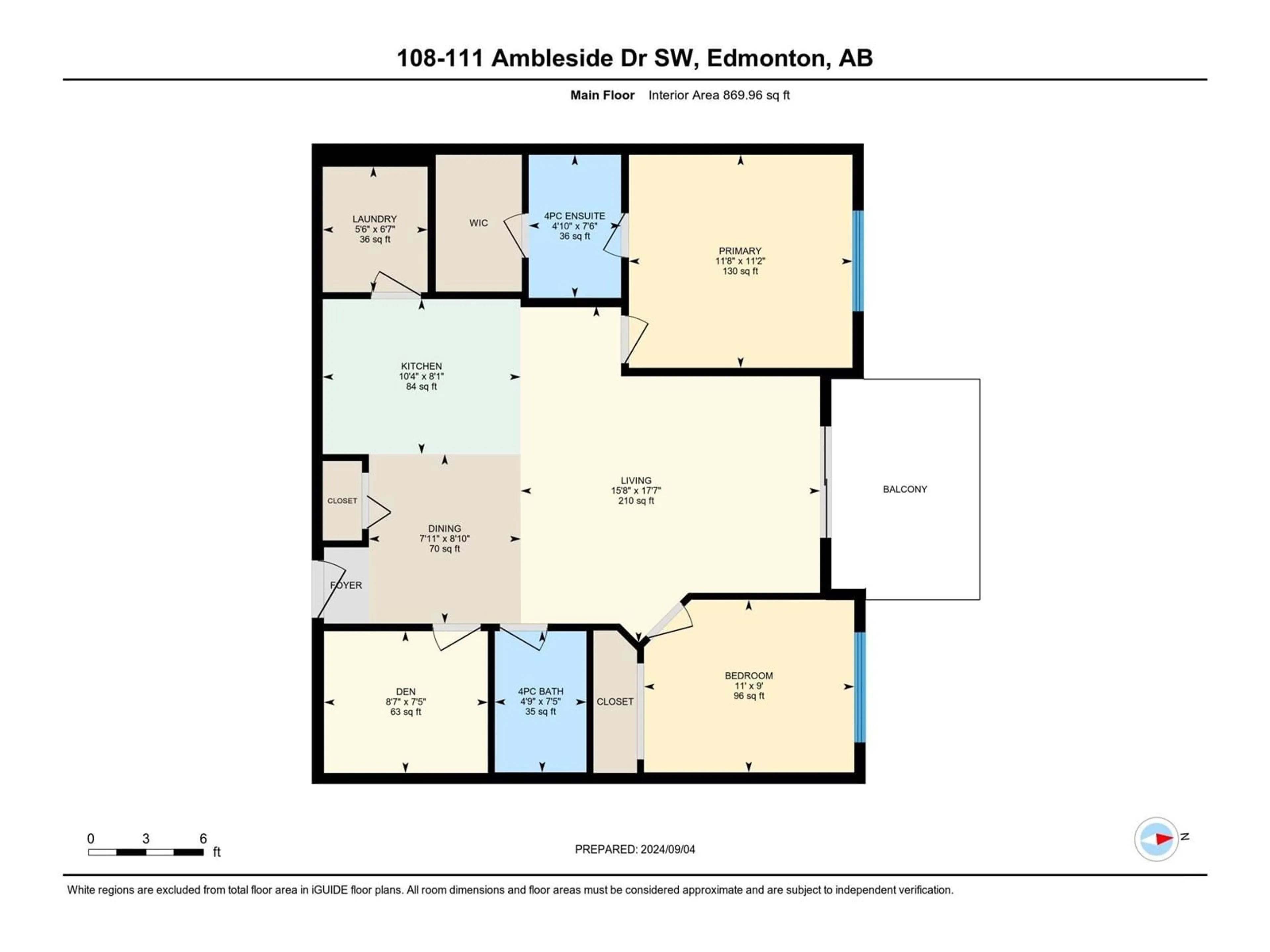 Floor plan for #108 111 AMBLESIDE SW, Edmonton Alberta T6W0J4