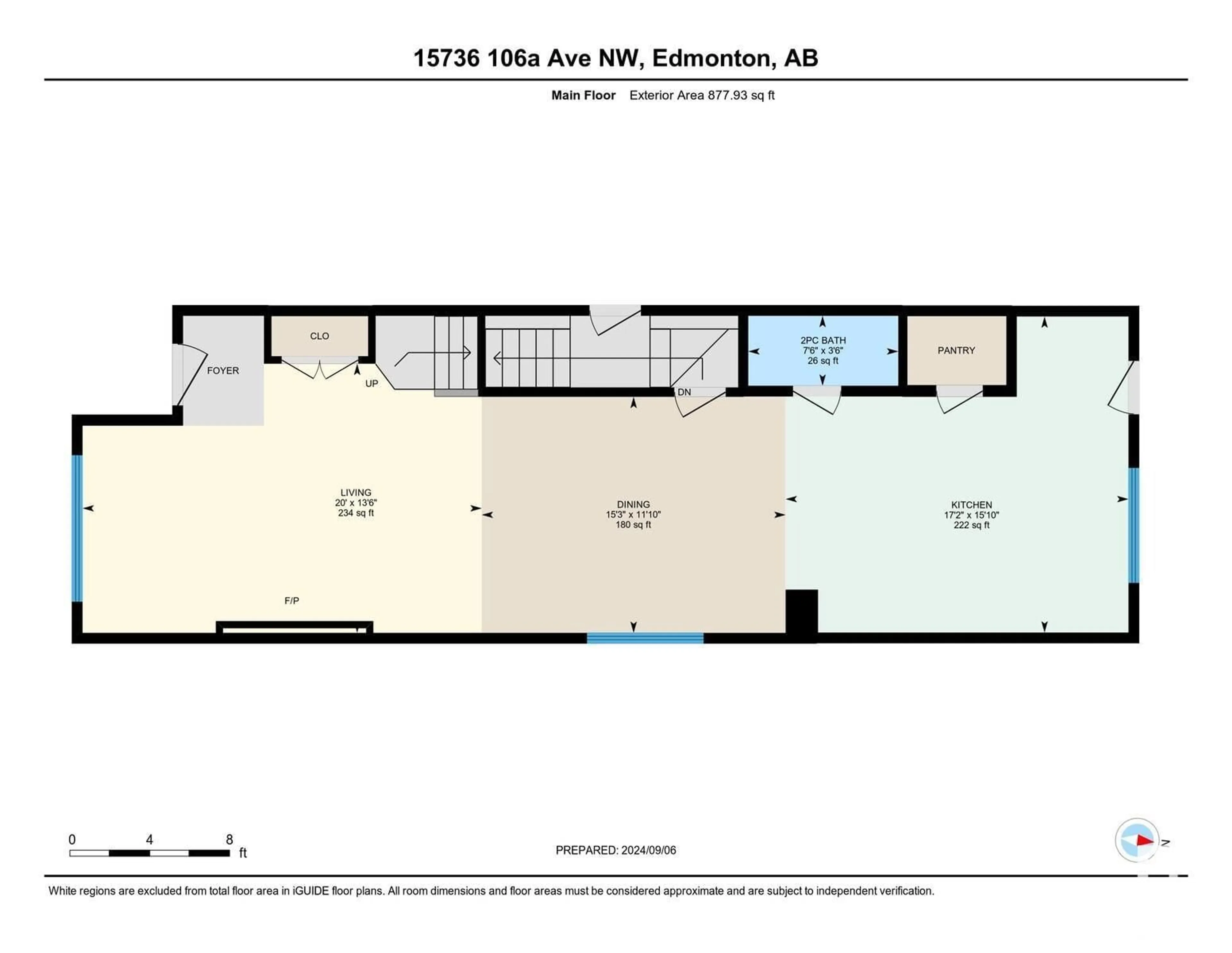 Floor plan for 15736 106A AV NW NW, Edmonton Alberta T5P0X3