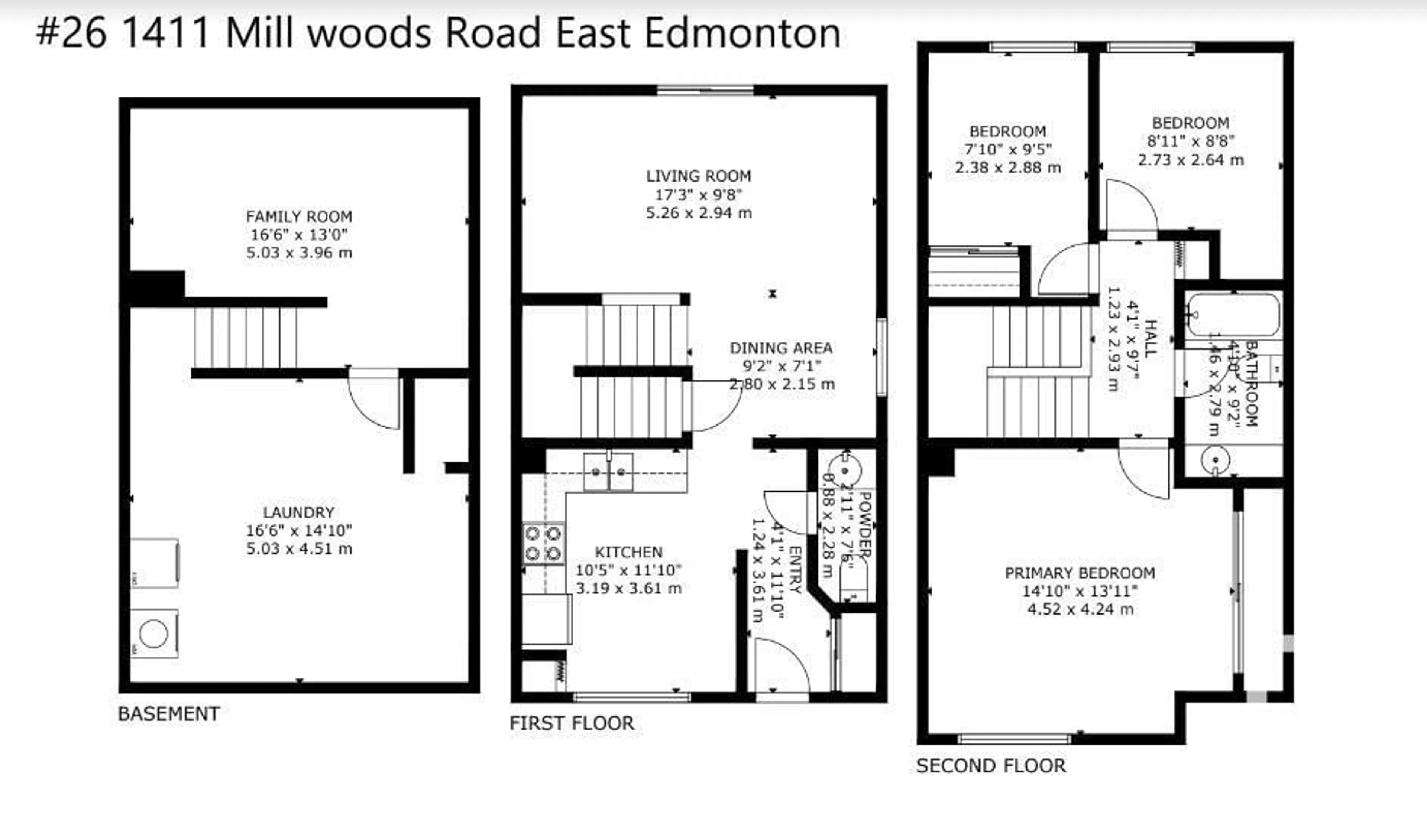 Floor plan for #26 1411 MILL WOODS RD E NW, Edmonton Alberta T6L4T3