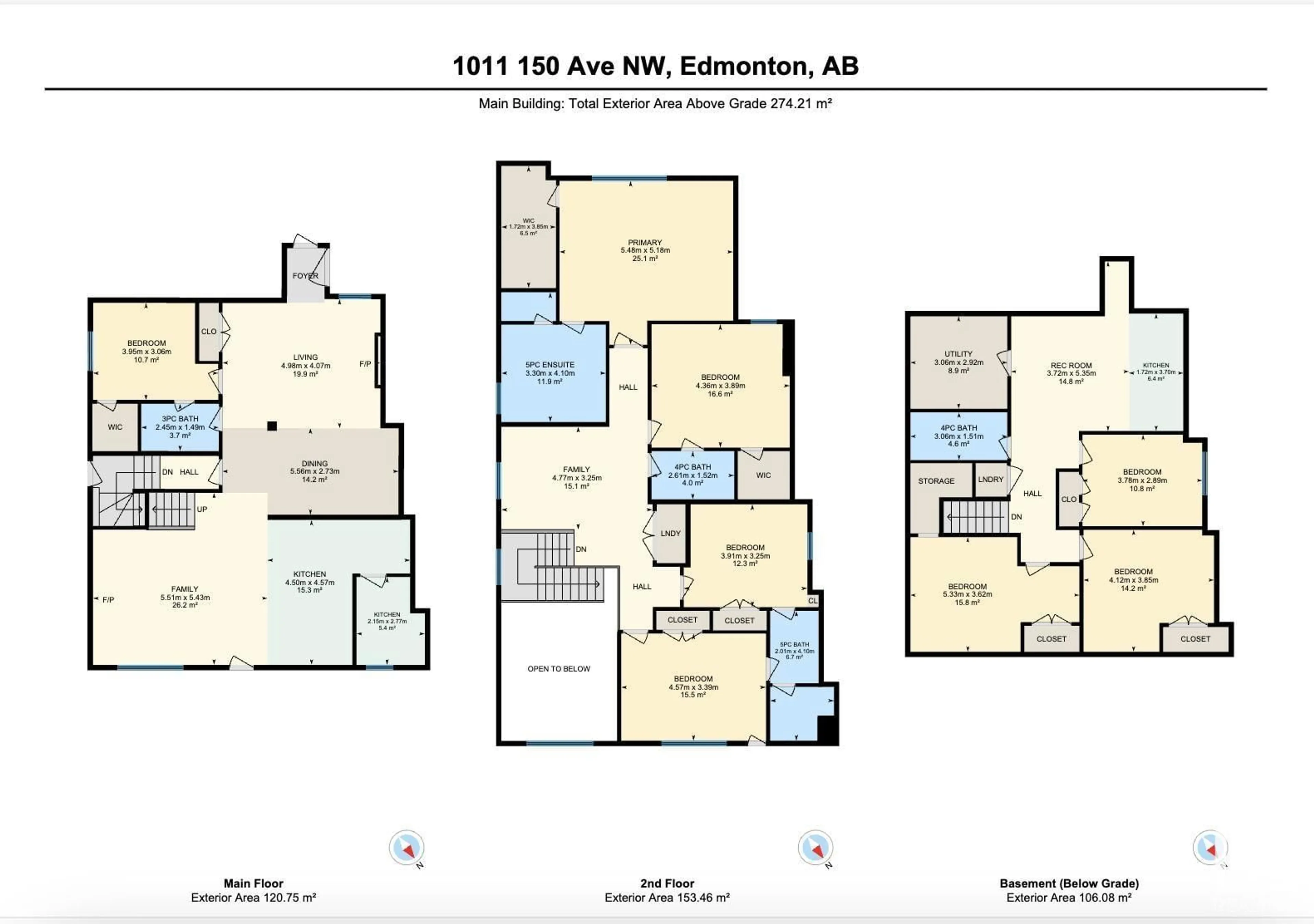 Floor plan for 1011 150 AV NW, Edmonton Alberta T5Y4C1