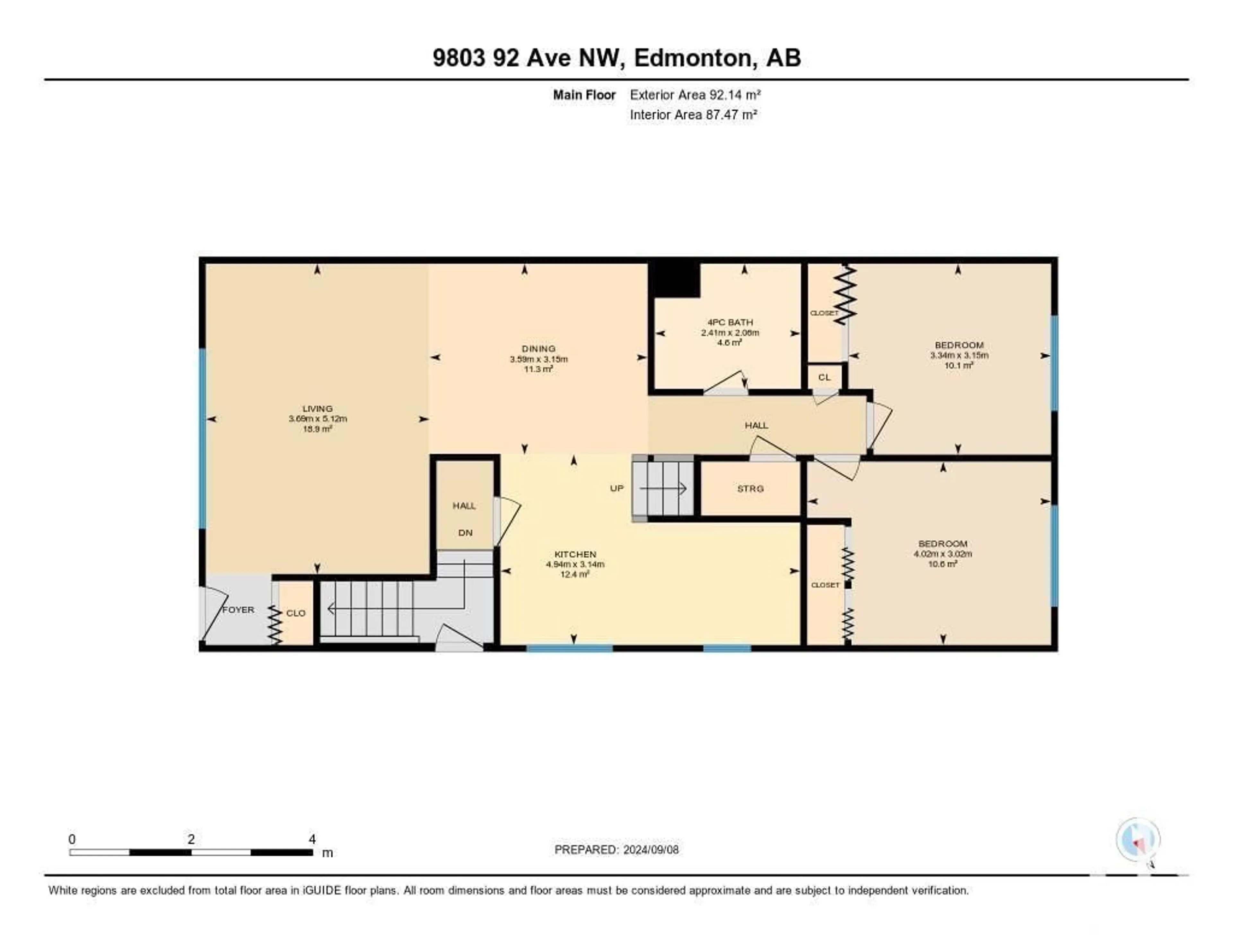 Floor plan for 9803 92 AV NW, Edmonton Alberta T6E2V4