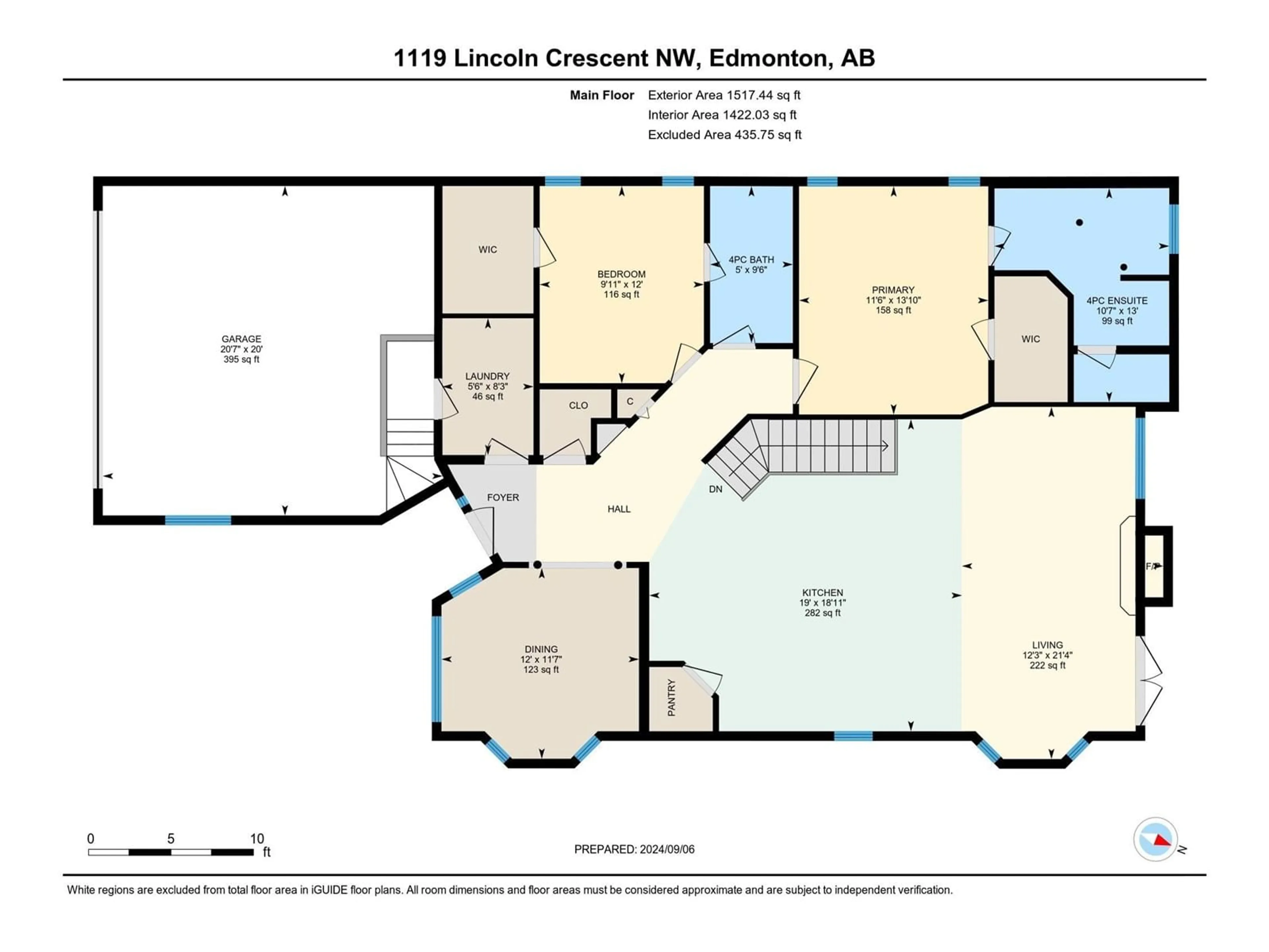 Floor plan for 1119 LINCOLN CR NW, Edmonton Alberta T6R2Z3