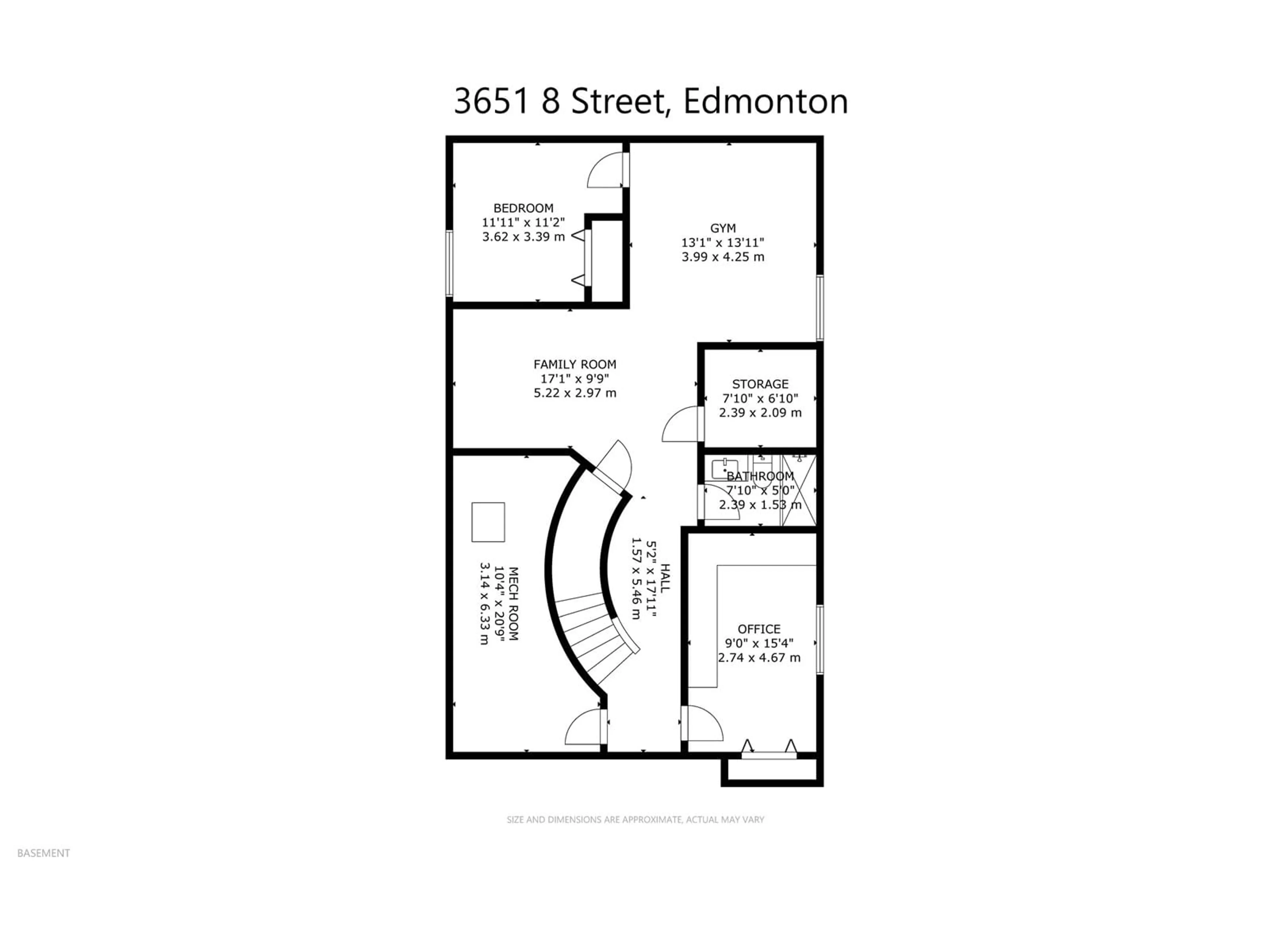 Floor plan for 3651 8 ST NW, Edmonton Alberta T6T0S4