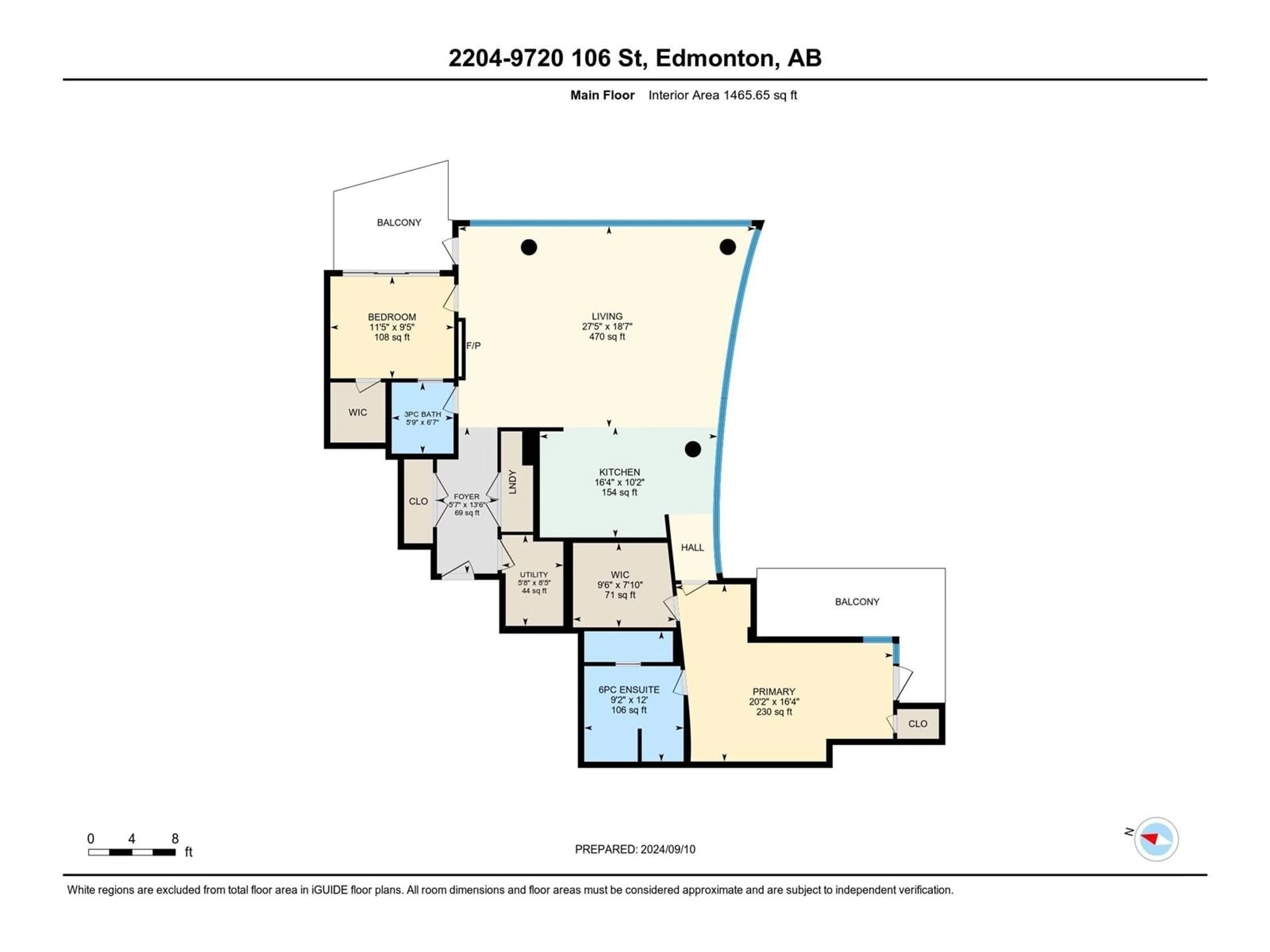 Floor plan for #2204 9720 106 ST NW, Edmonton Alberta T5K0K8