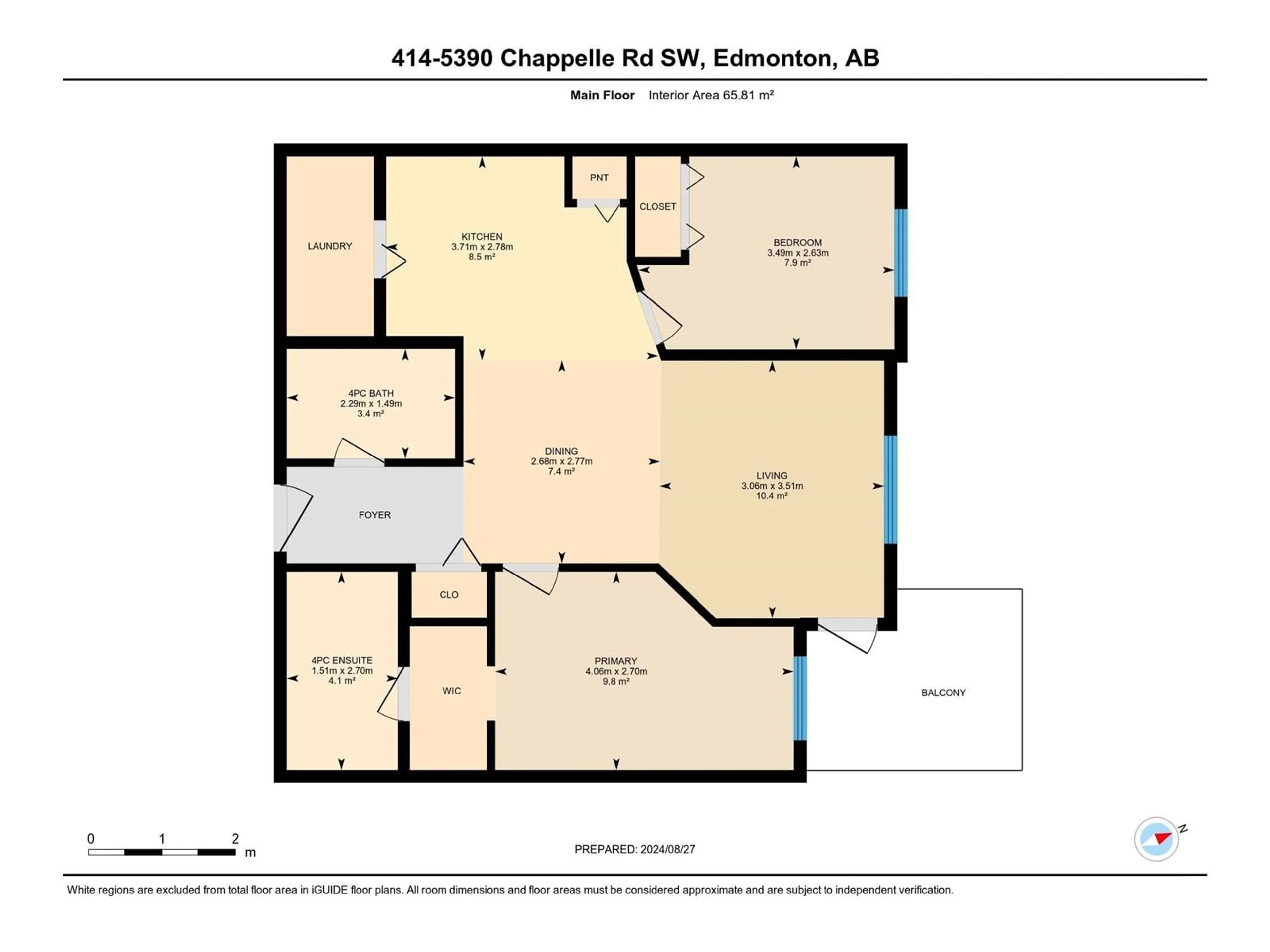 Floor plan for #414 5390 CHAPPELLE RD SW, Edmonton Alberta T6W3K7