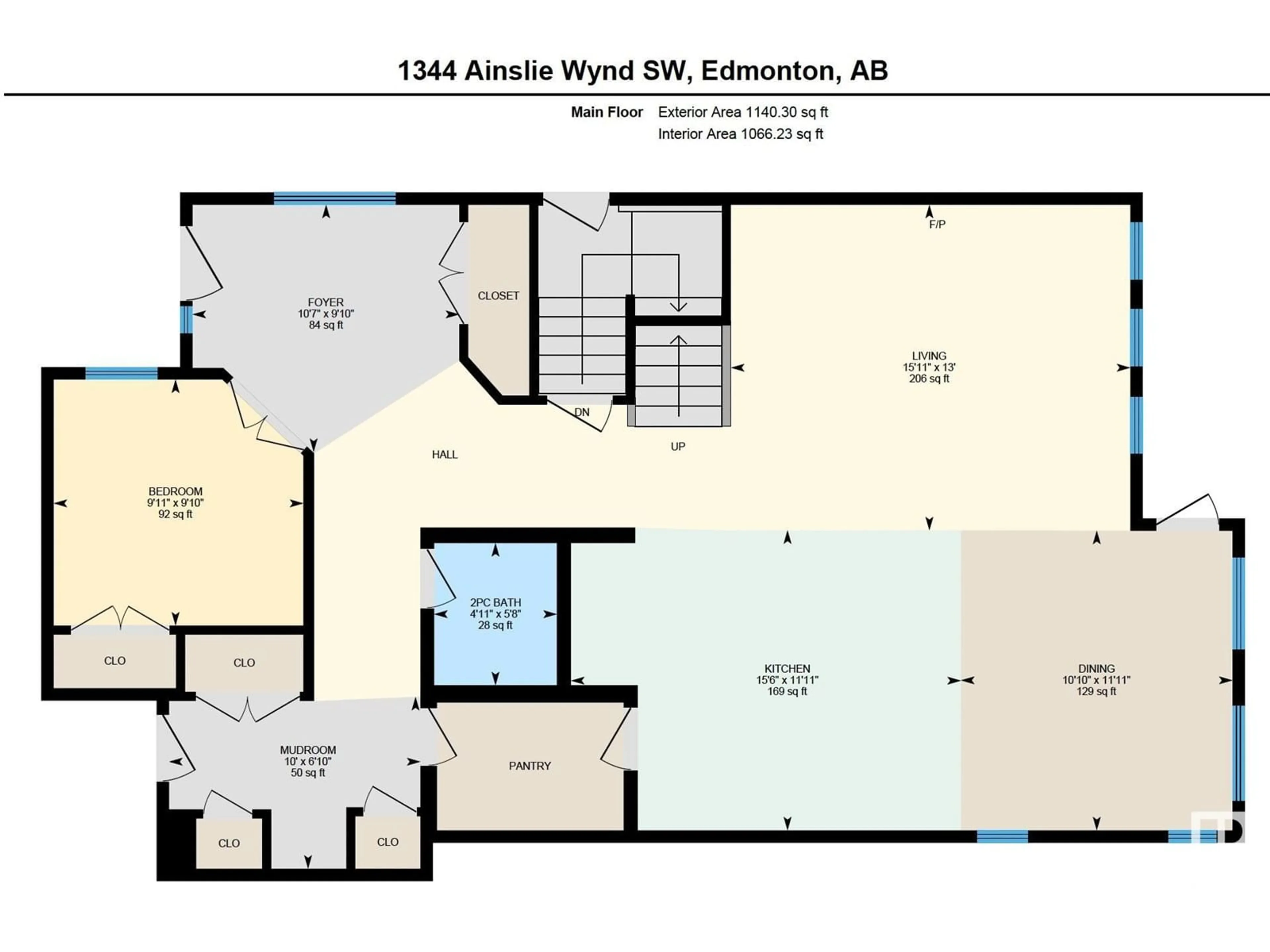 Floor plan for 1344 Ainslie WD SW, Edmonton Alberta T6W3G1