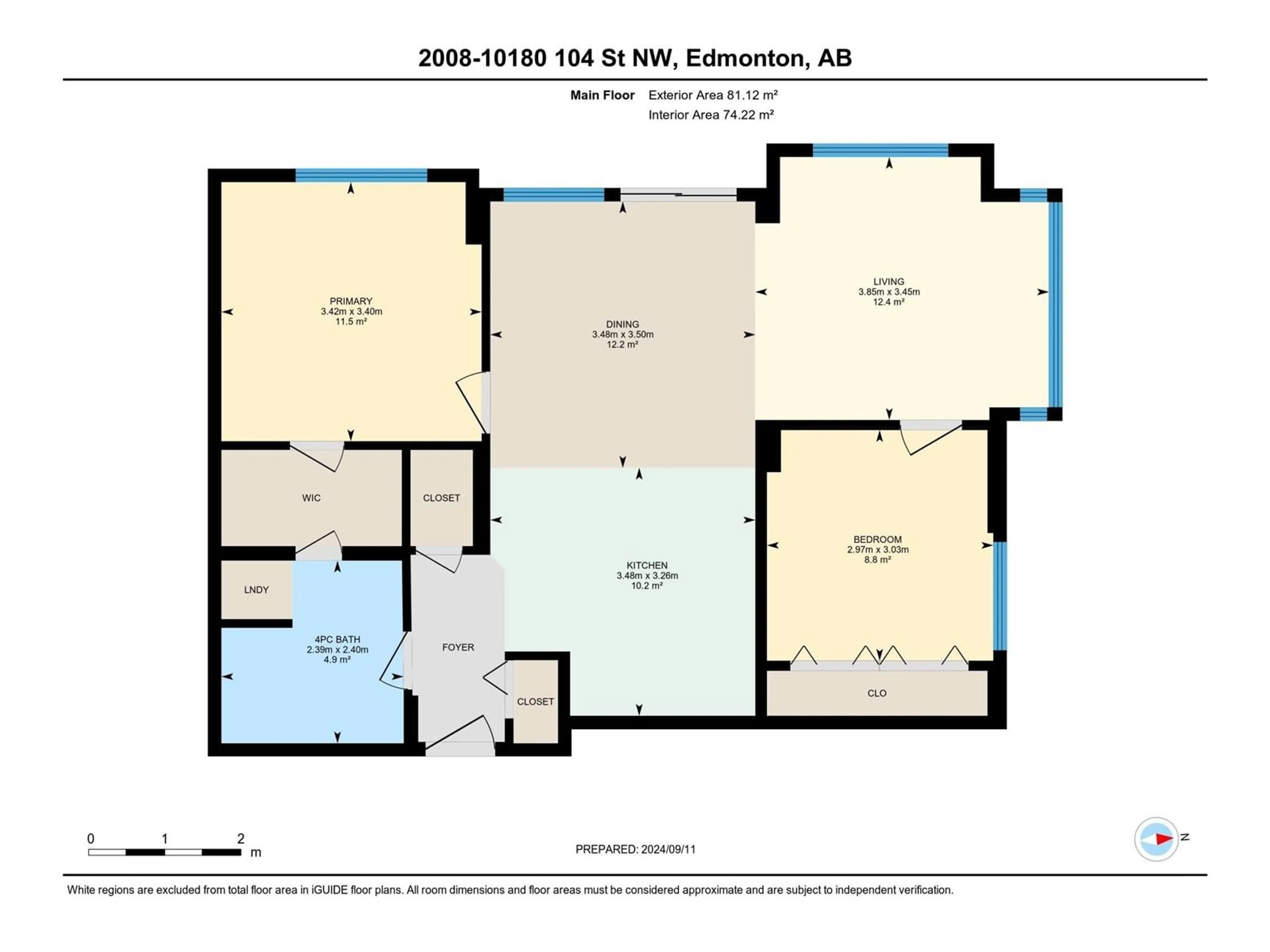 Floor plan for #2008 10180 104 ST NW, Edmonton Alberta T5J1A7