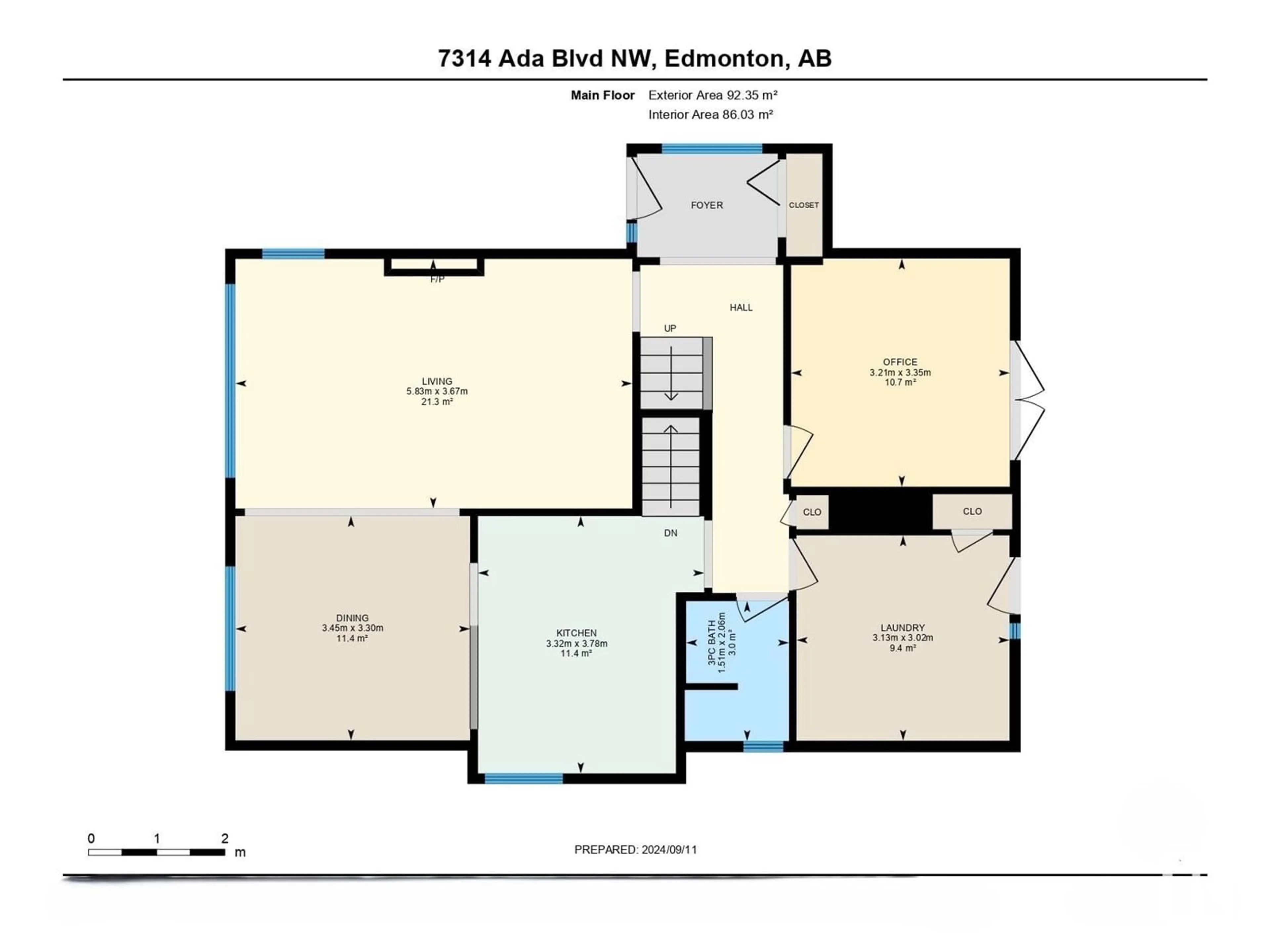 Floor plan for 7314 ADA BV NW, Edmonton Alberta T5B4E5