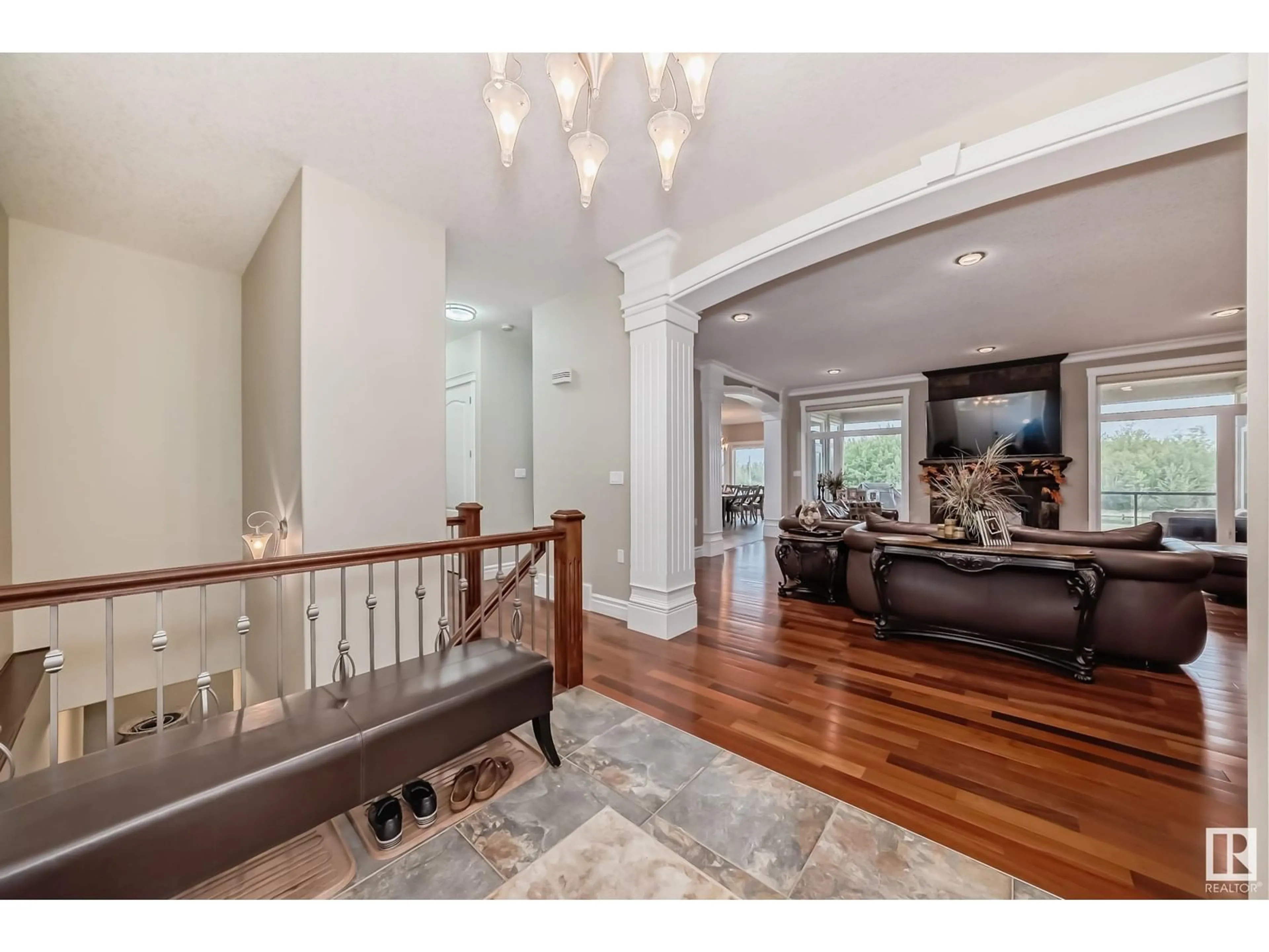 Indoor entryway, wood floors for 6 52105 RR225, Rural Strathcona County Alberta T8C1C2