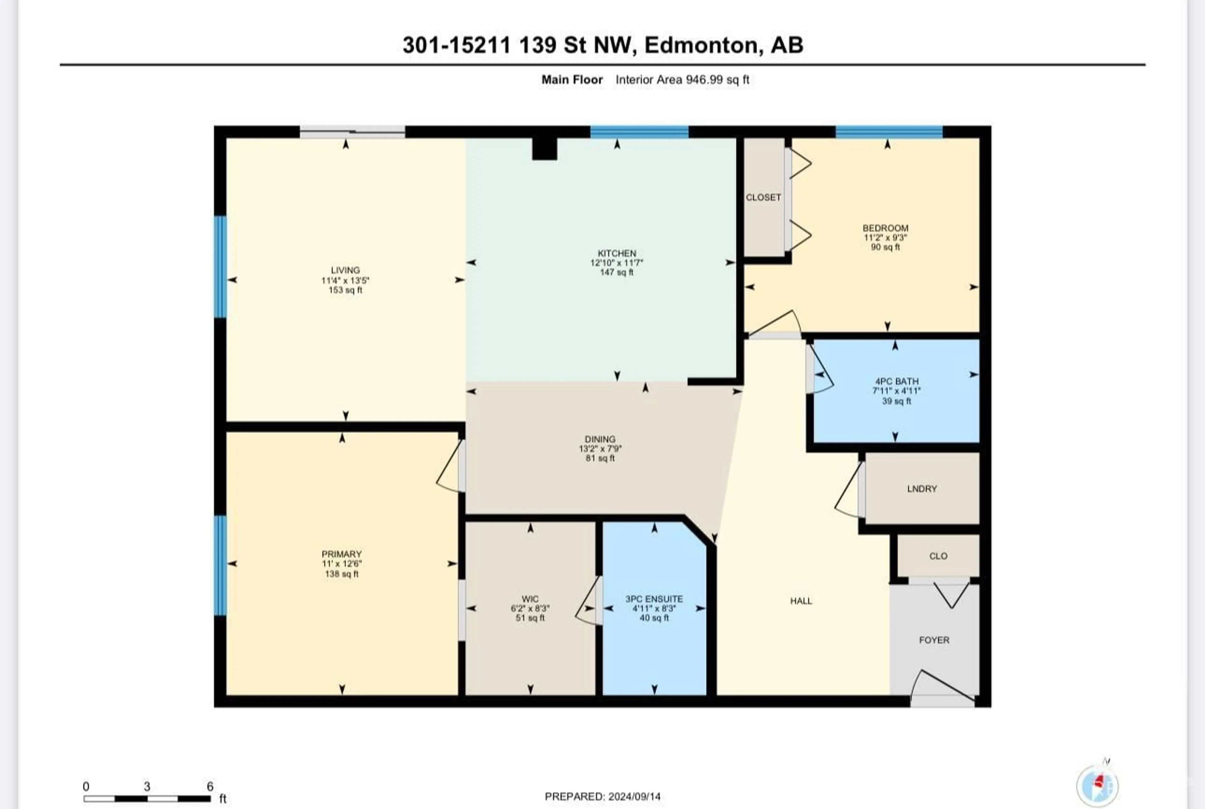 Floor plan for #301 15211 139 ST NW, Edmonton Alberta T6V0A1