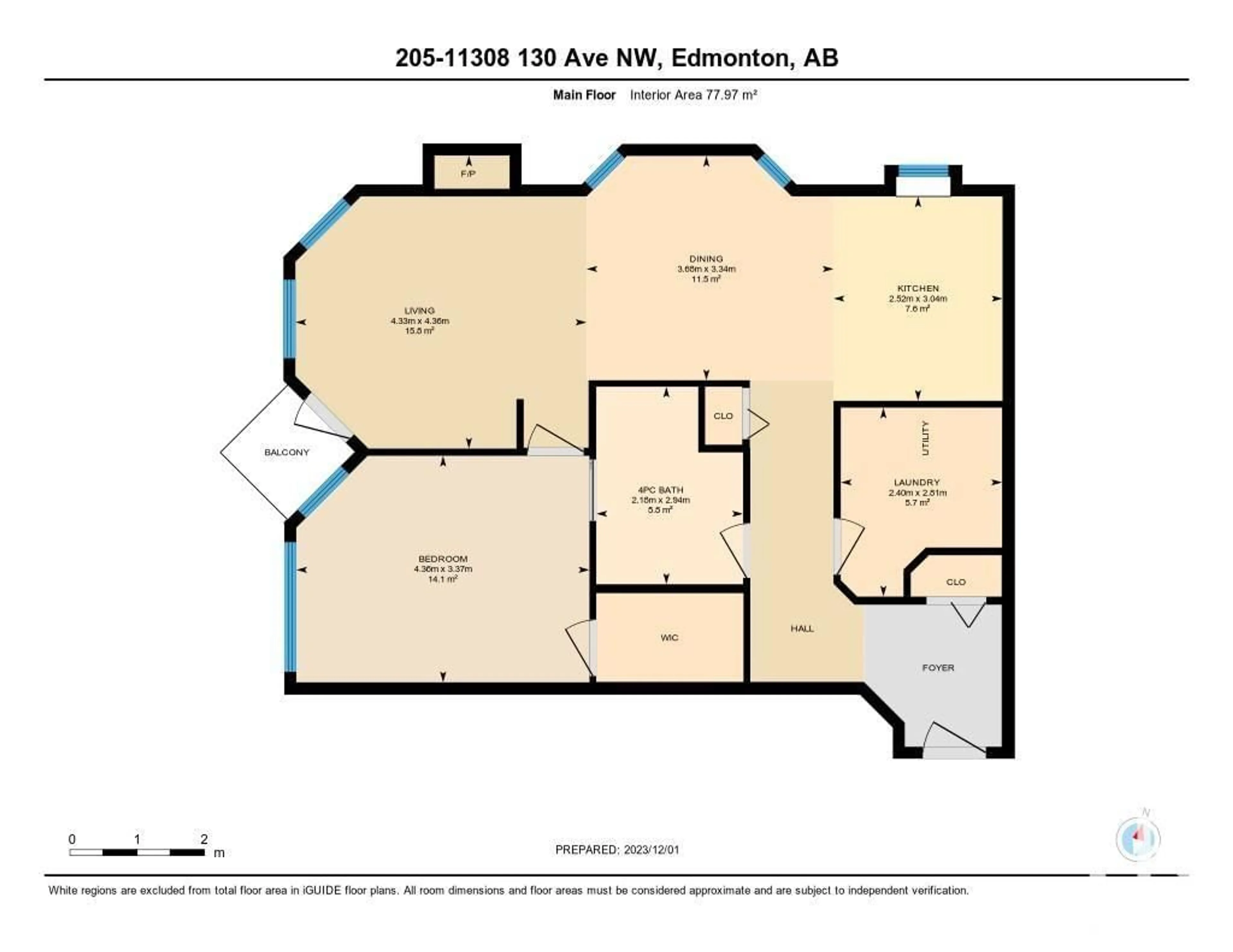 Floor plan for #205 11308 130 AV NW, Edmonton Alberta T5E6L2