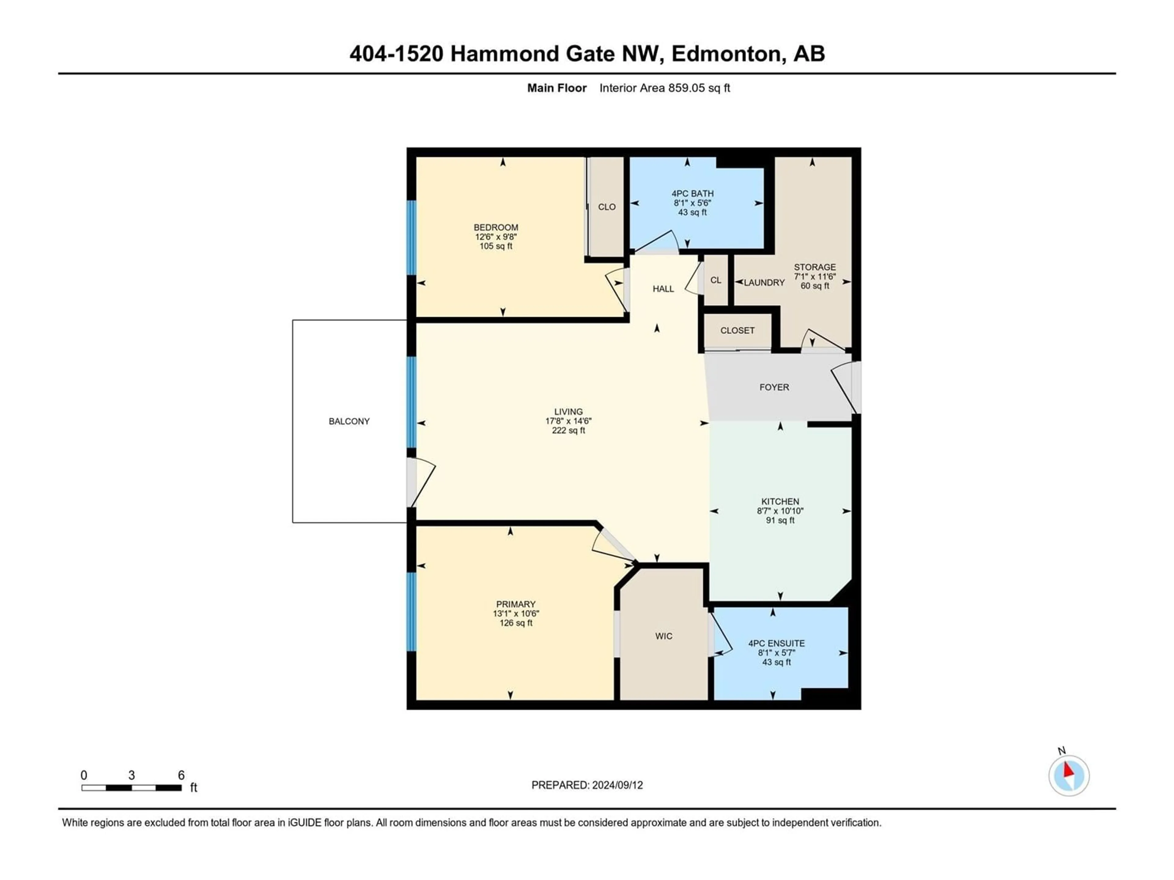 Floor plan for #404 1520 Hammond GA NW NW, Edmonton Alberta T6M0J4