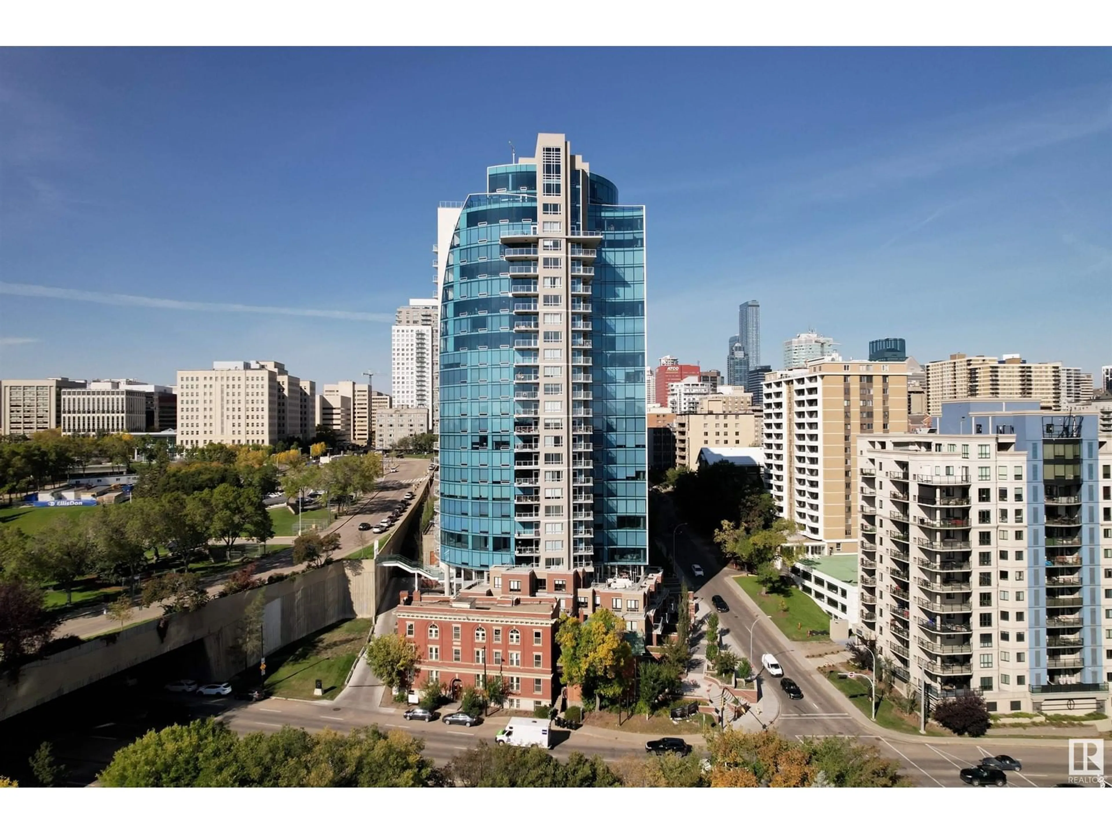 A pic from exterior of the house or condo, the view of city buildings for #1903 9720 106 ST NW, Edmonton Alberta T5K0K8